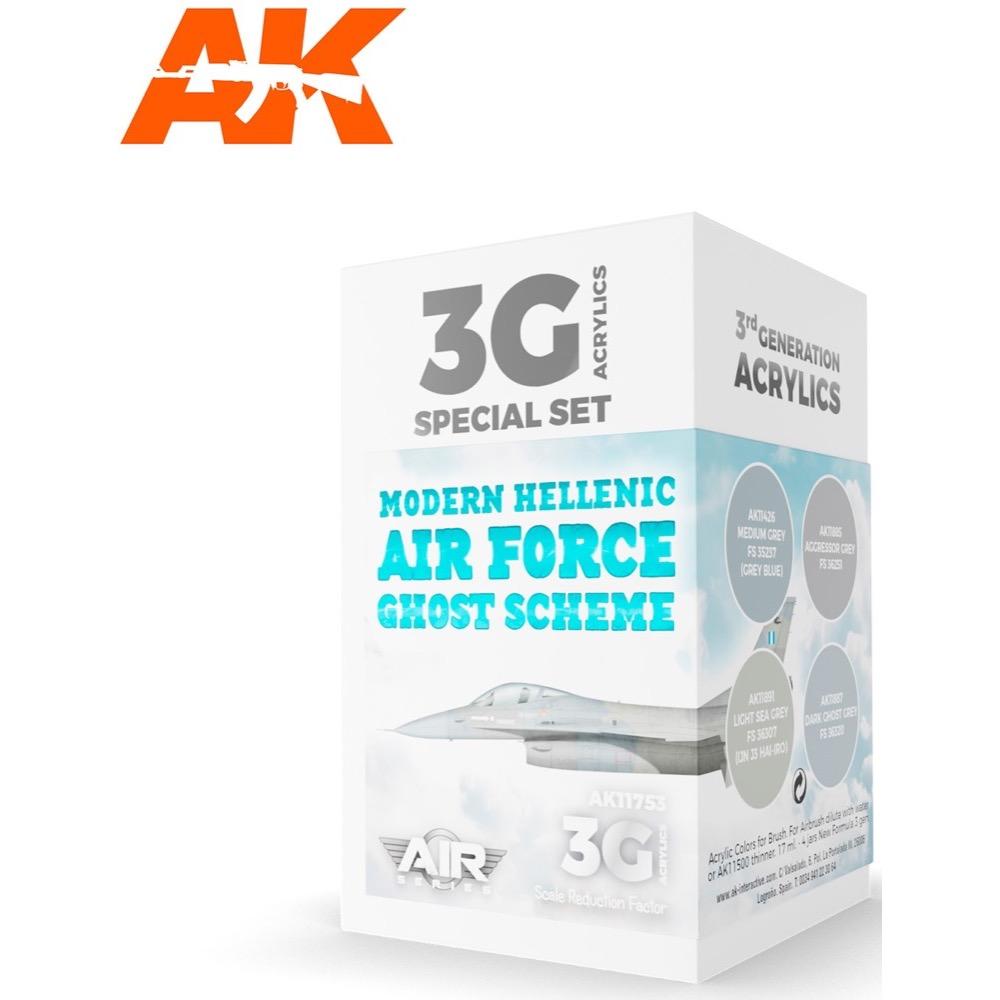 AK Interactive AK11753 Modern Hellenic Air Force Ghost Scheme Acrylic Paint Set (3rd Gen) - Perfect for Military Model Kits & Airplane Scale Models