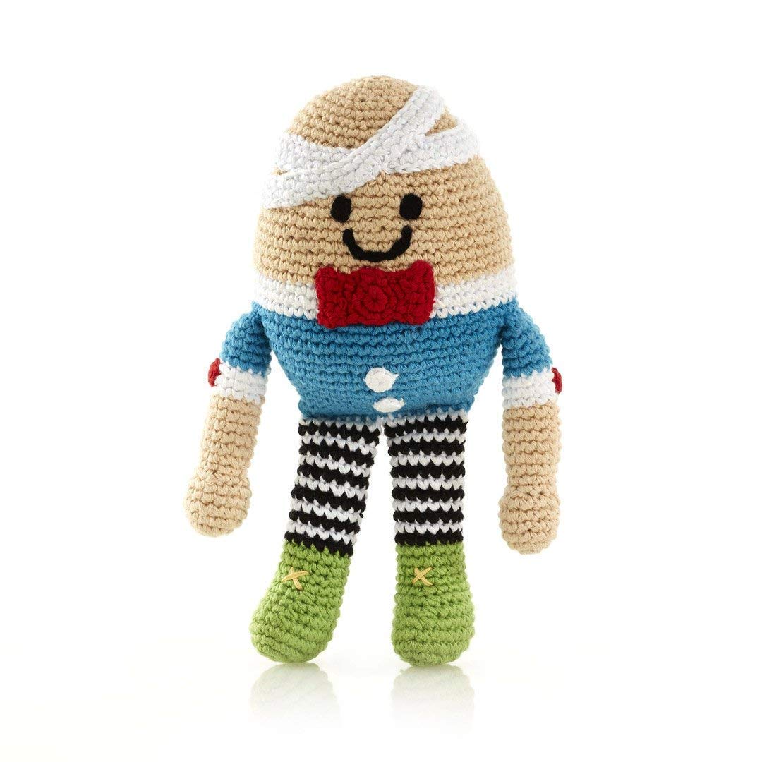 Handmade Crochet Humpty Dumpty Toy - Fair Trade Soft Rattle for Babies & Toddlers - Machine Washable Pretend Play Gift for Imaginative Play & Nursery Decor