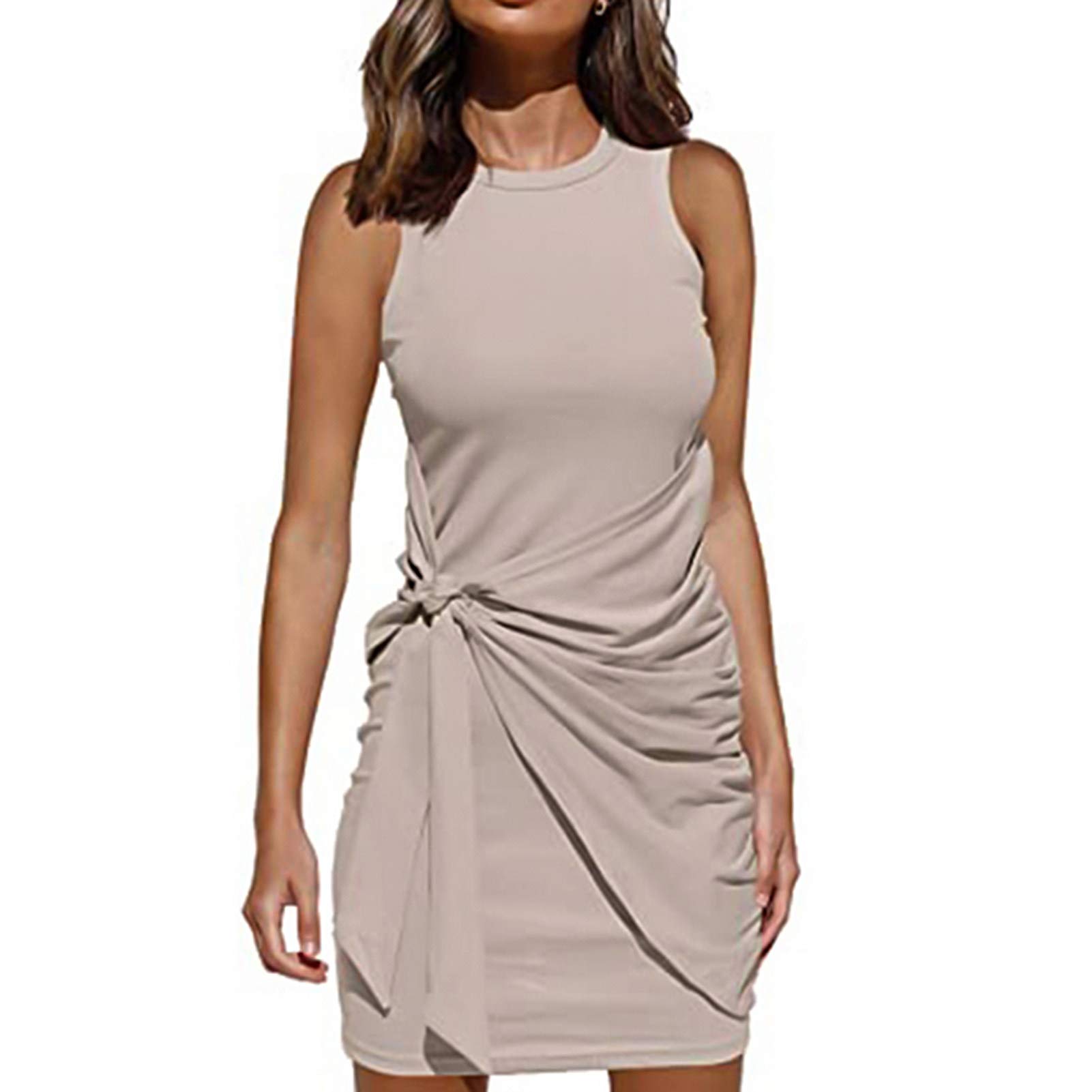 Elegant Sleeveless Pleated Women's Dress with Bow Tie Waist - Perfect for Dating, Parties, and Special Occasions | Gaweb Women's Fashion