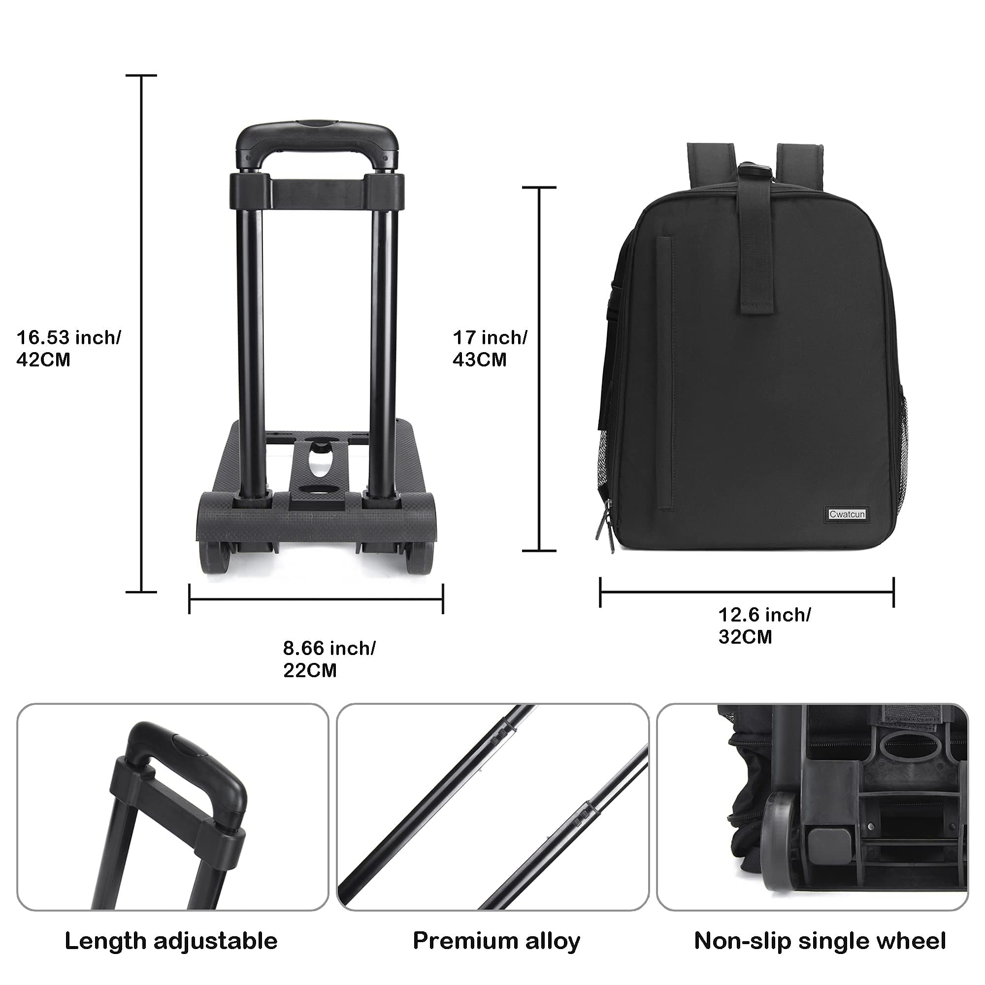 Cwatcun Anti-Theft Waterproof Camera Backpack with Tripod Holder & Laptop Compartment - Fits 15.6