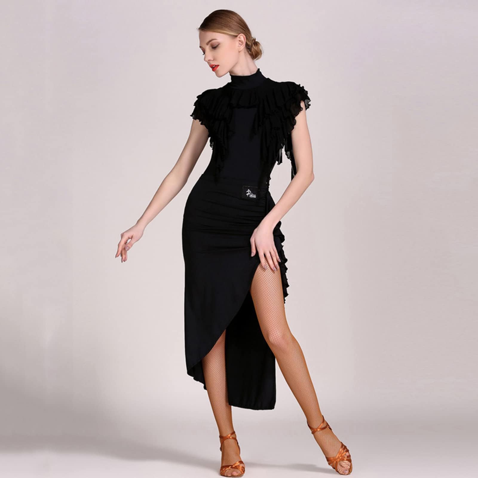 Sexy Latin Dance Dress for Women - Elegant Ballroom Competition Dress with Ruffles, Tango & Foxtrot Training Costume | Perfect for Salsa, Bachata, and Professional Dance Performances