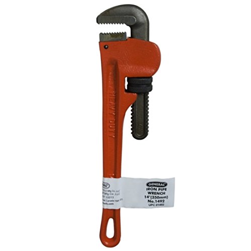 General Tools 1492 14-Inch Iron Pipe Wrench - Heavy Duty Plumbing Tool with 20-Piece Set for Home Repairs, DIY Projects & Professional Use