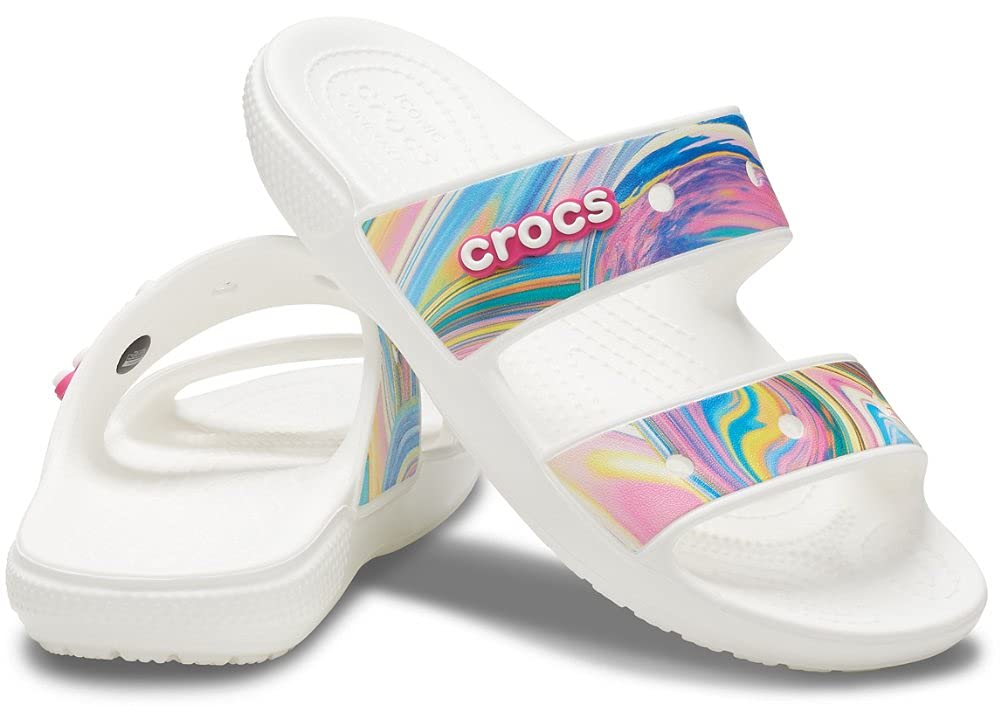 Crocs Unisex Classic Tie Dye Sandals - Comfortable Slide-On Beach Shoes for Men & Women | Perfect for Pool, Vacation, and Casual Summer Wear
