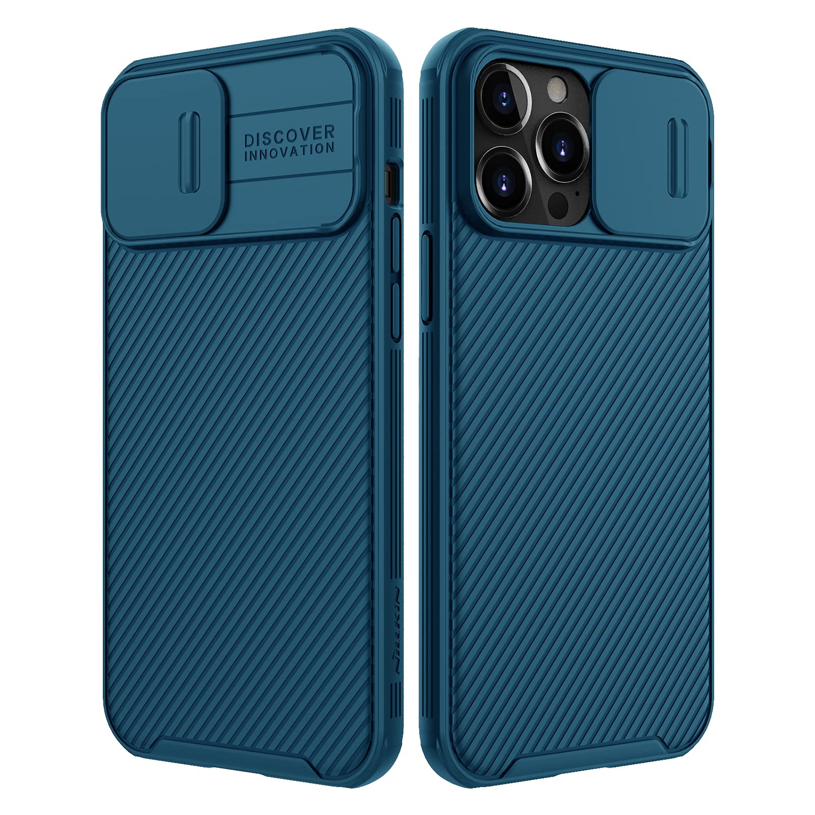 Nillkin Slim Fit Ultra Thin Shockproof Case for iPhone 13 Pro Max with Slide Camera Cover - Blue | Protective Phone Cover for Everyday Use, Travel & Outdoor Activities