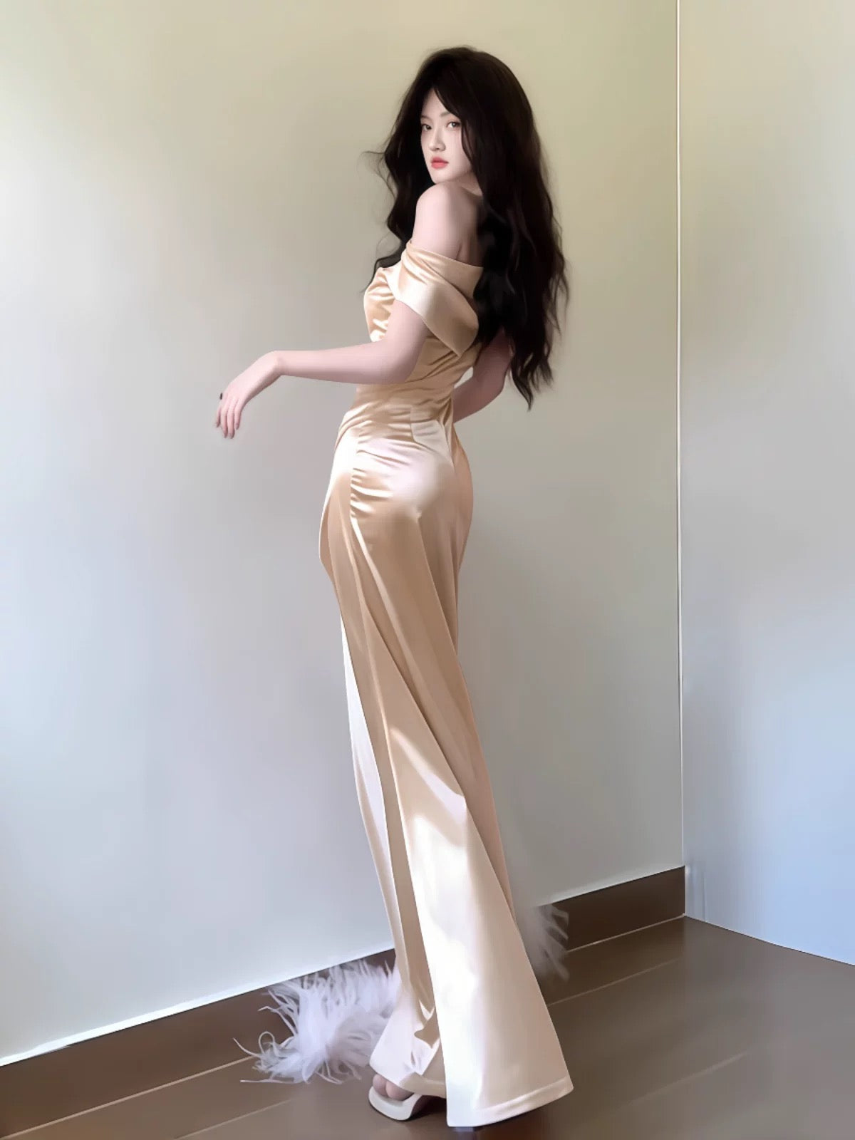 Elegant Off The Shoulder Mermaid Prom Dress with High Slit - J6169 Formal Evening Gown for Homecoming, Wedding & Special Occasions
