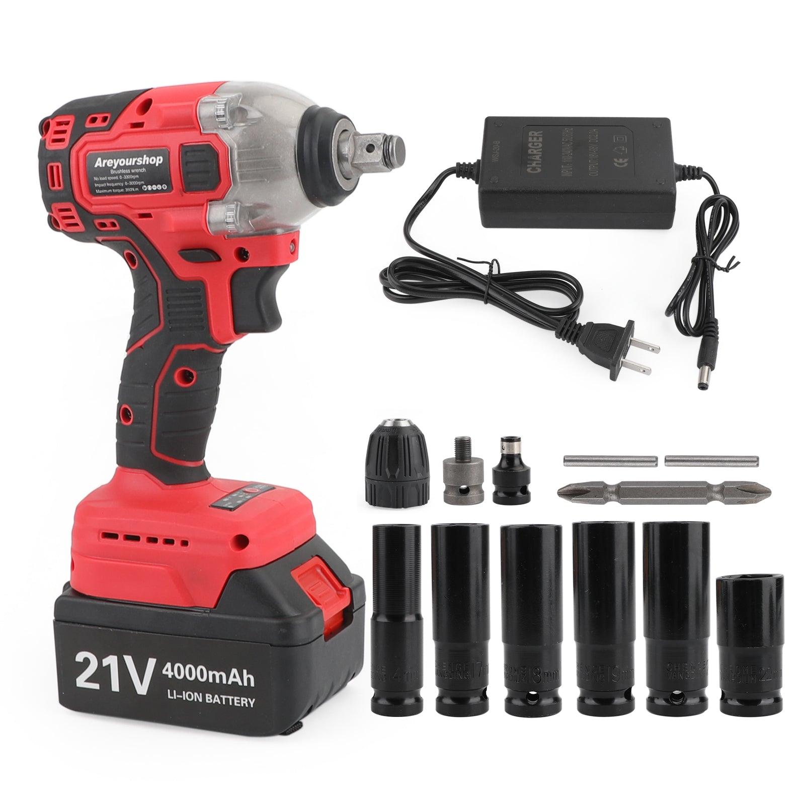 1/2 Inch 21V Brushless Impact Wrench - High Torque Electric Ratchet Gun with Battery - Perfect for Automotive Repair, Construction & DIY Projects
