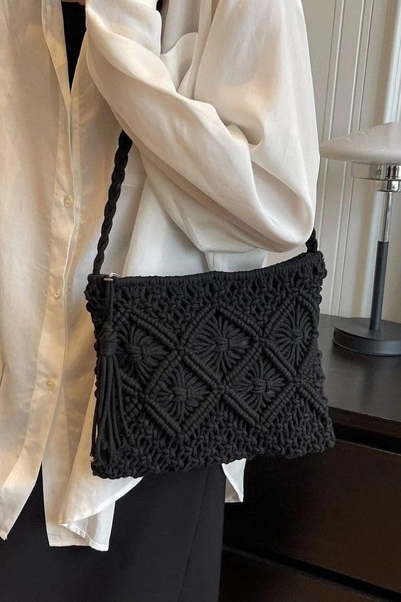 Handmade Macrame Crossbody Bag for Women - Boho Sling Purse for Daily Use