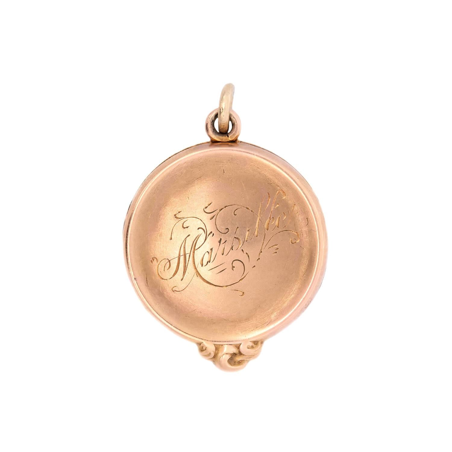 Art Nouveau 14k Gold Diamond & Enamel Lady Locket Pendant Necklace - Vintage Inspired Jewelry for Women, Perfect Gift for Anniversary, Valentine's Day & Special Occasions
