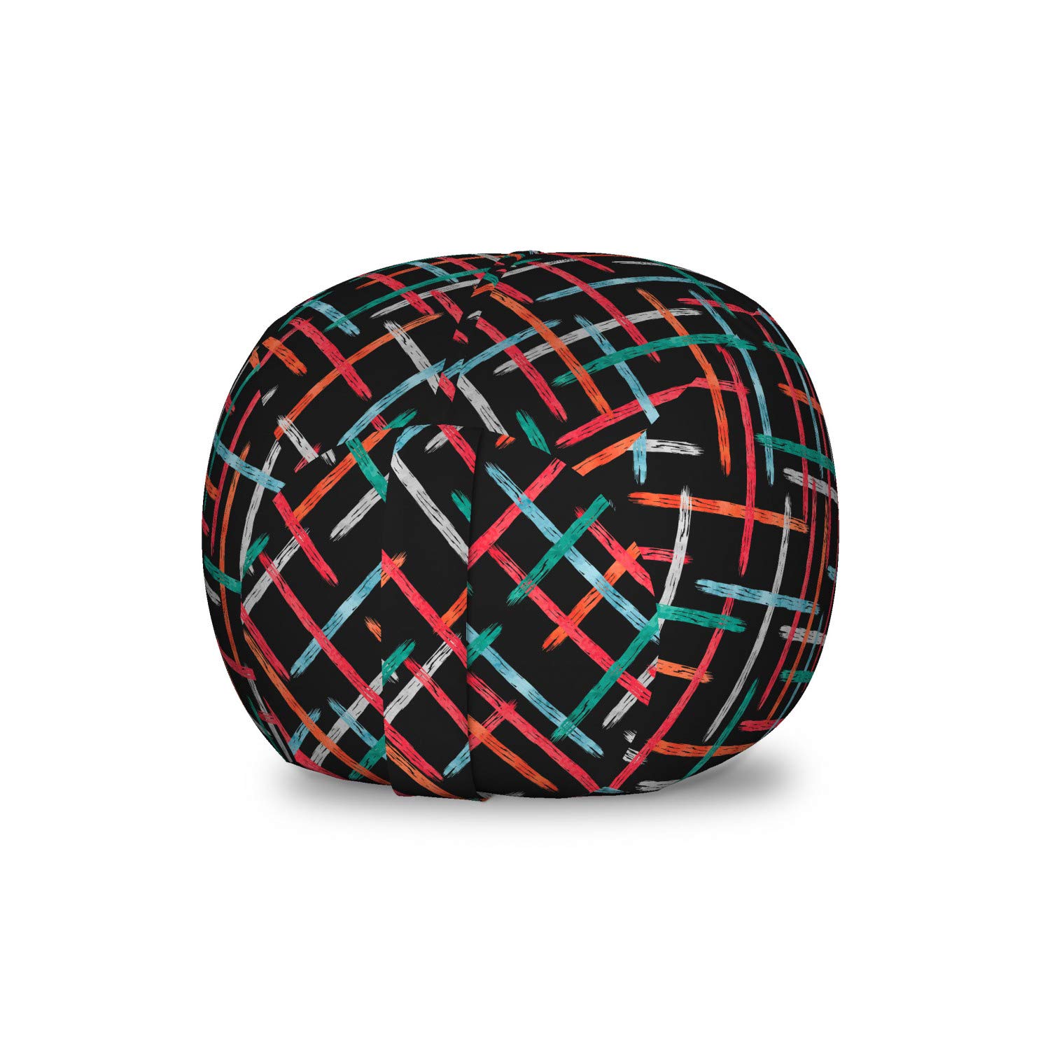 Ambesonne Abstract Toy Storage Bag Chair - Contemporary Color Bars with Watercolor Effects on Black, Washable Stuffed Animal Organizer (Small, Multicolor) - Perfect for Kids' Room, Playroom & Nursery Organization