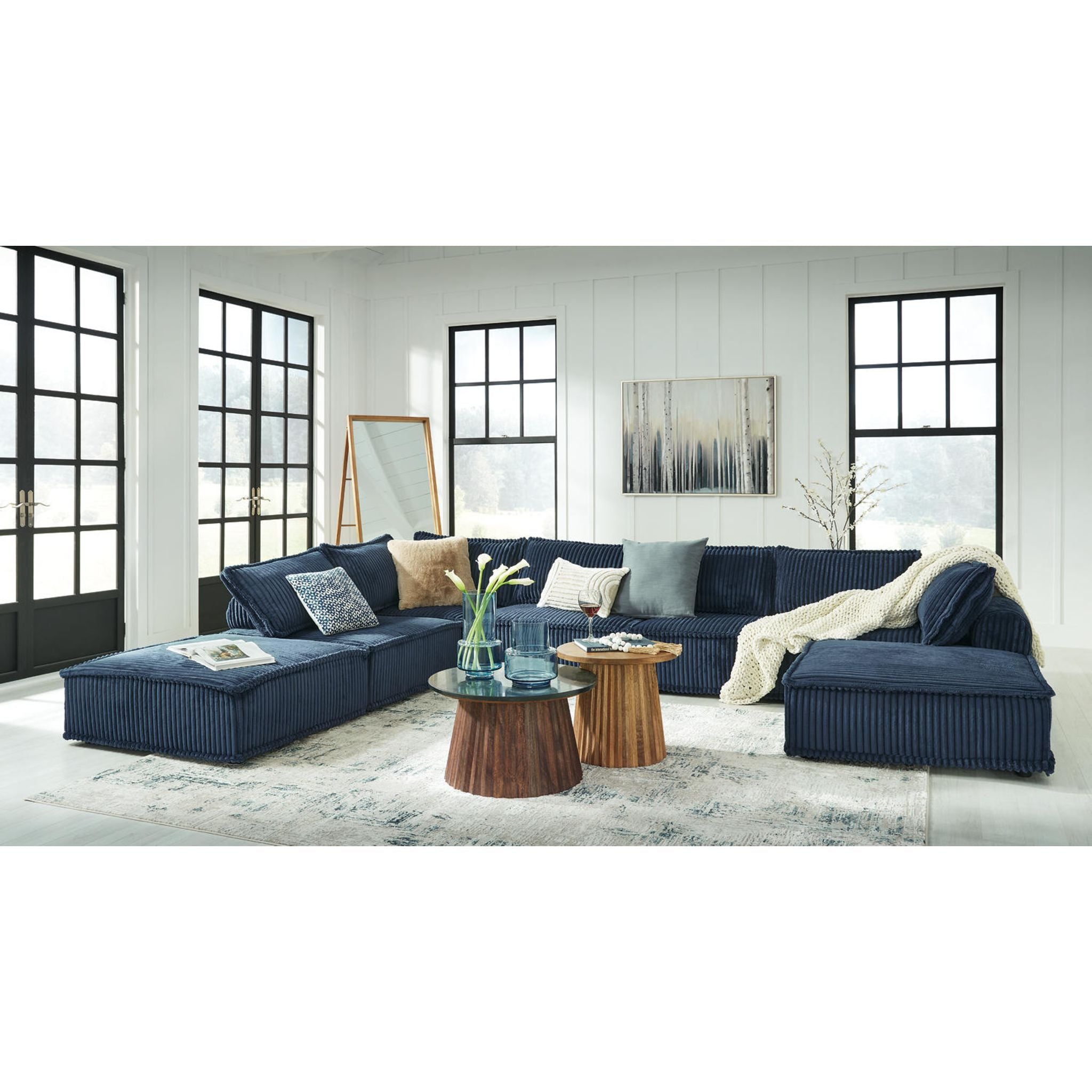 7-Piece Modular Sectional Sofa Set with Reversible Chaise - Modern L-Shaped Couch for Living Room, Family Room & Home Theater - Soft Fabric Upholstery & Sturdy Frame