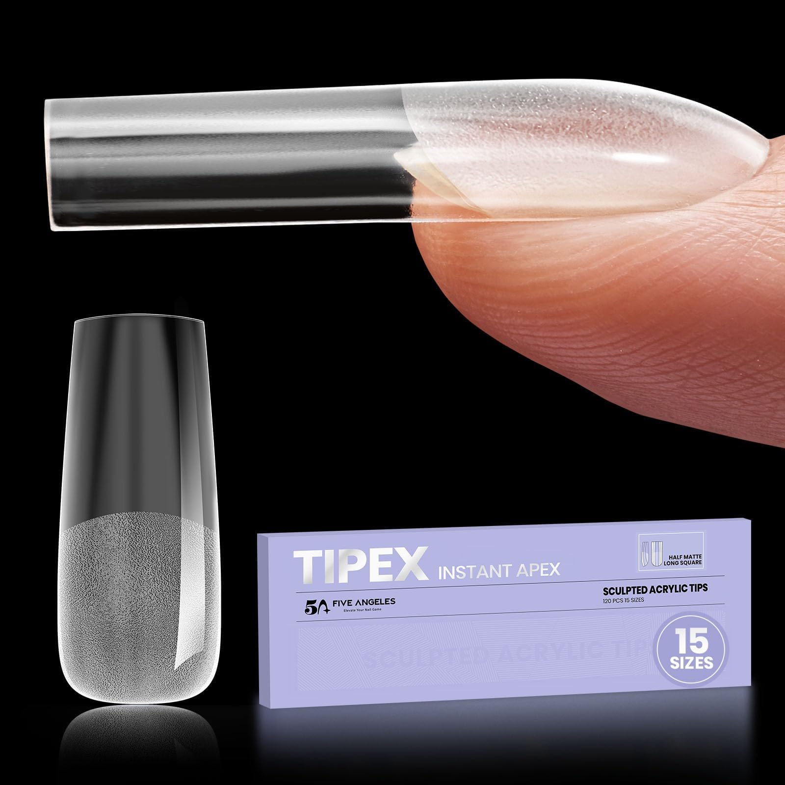 Premium Full Cover Gel Nail Tips - Long Square Thick Acrylic Press-on Nails with Pre-etched Design | Strong Clear False Nails with Matte Underside for Flat Nails | Perfect for Salon Quality Manicures, Special Occasions & Everyday Wear