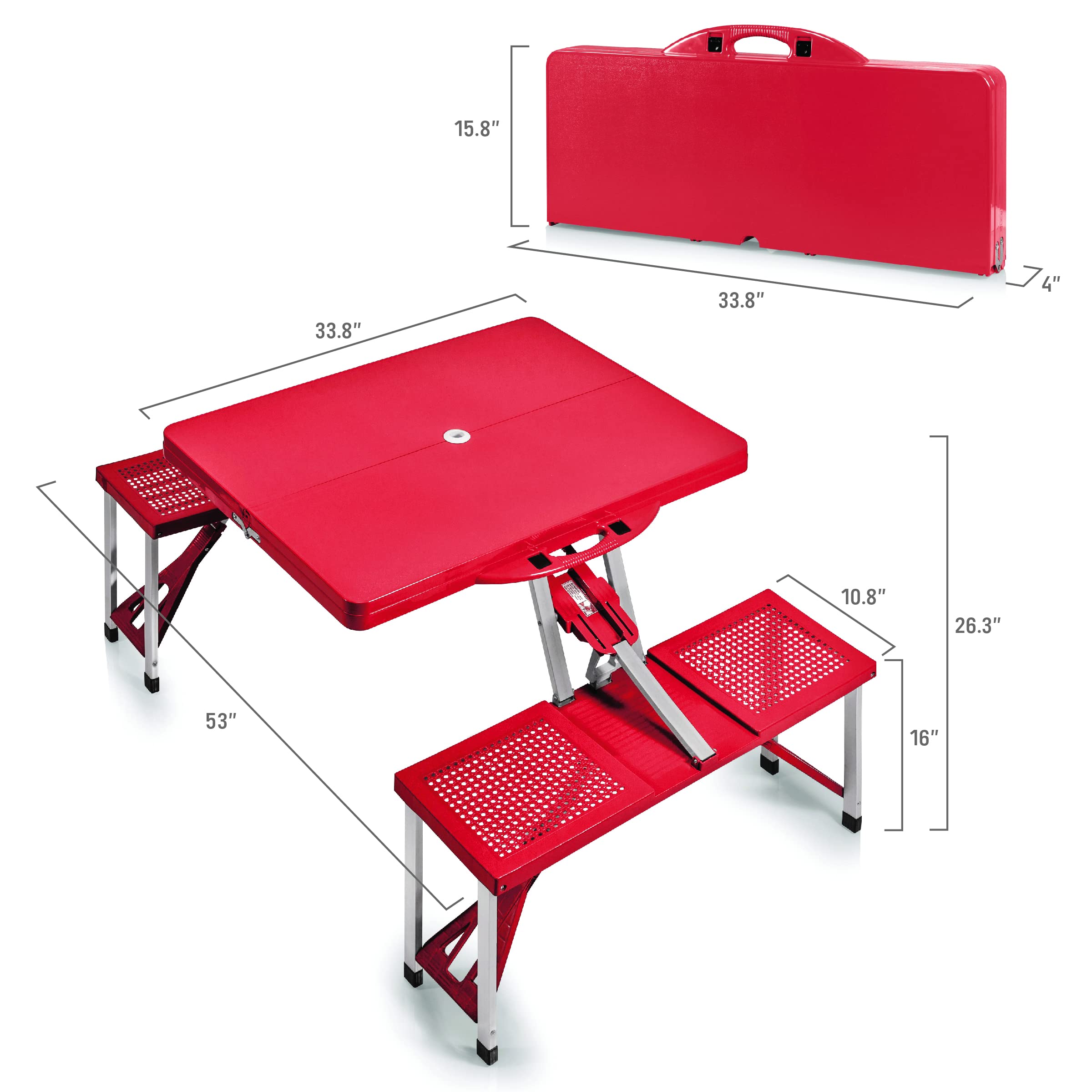 Picnic TIME Coca-Cola Folding Picnic Table - Portable Camping Table with Umbrella Hole for Outdoor, Beach, BBQ & Tailgating Parties