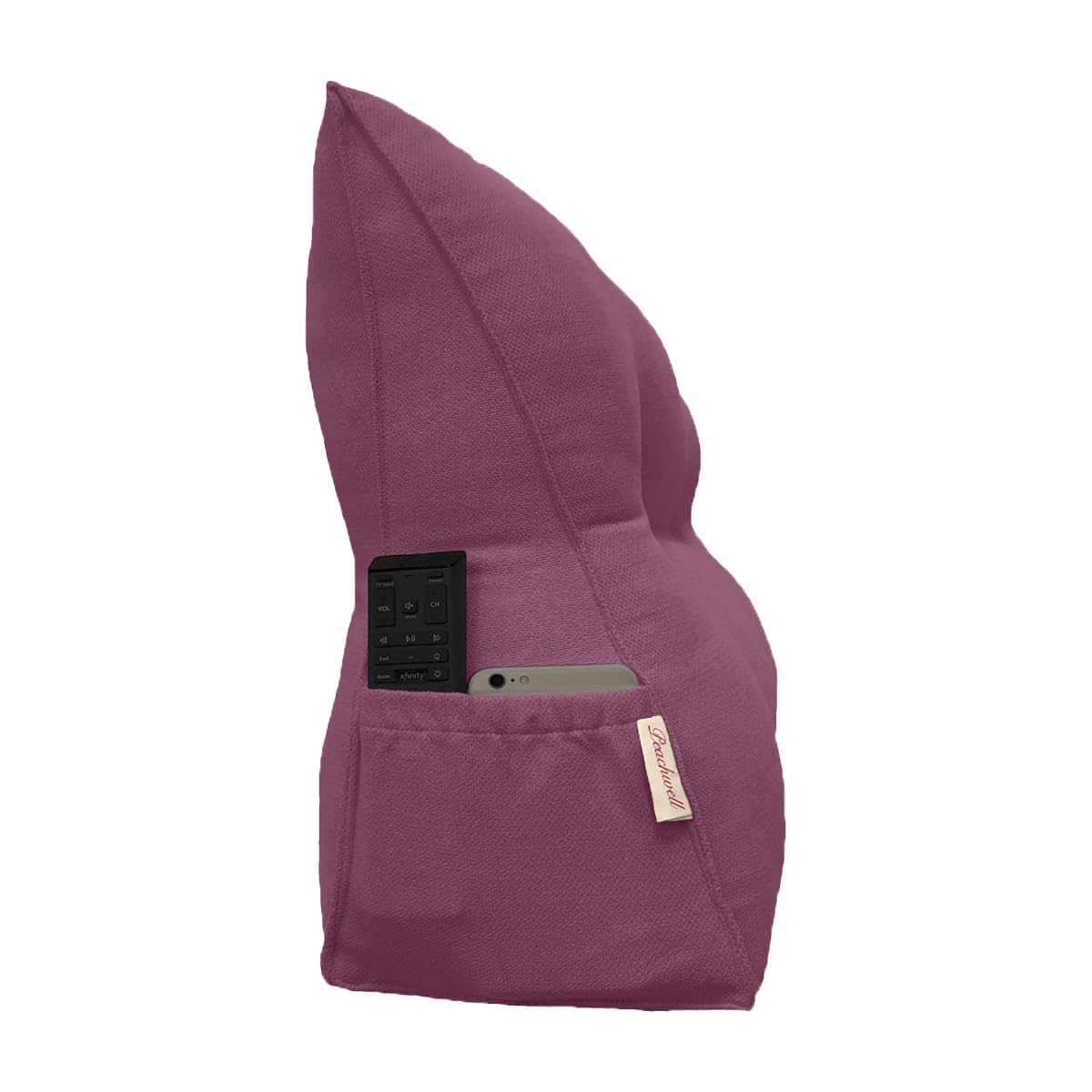 Triangular Reading Pillow with Removable Cover & Side Pockets - Large Wedge Cushion for Bed, Sofa & Floor (39x8x20in, Purple) - Perfect for Reading, Relaxing, Watching TV & Lounging
