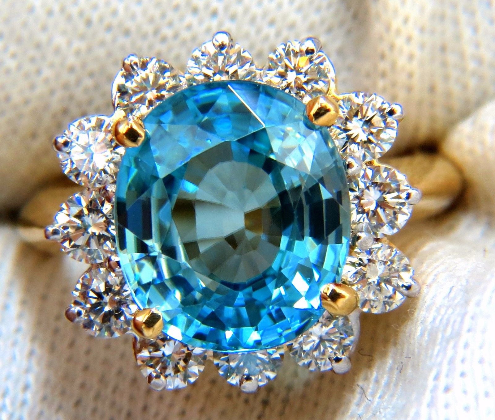10.05ct Natural Blue Zircon Diamond Ring in 14kt Gold - Freedom Indigo Collection | Perfect for Engagement, Anniversary & Special Occasions