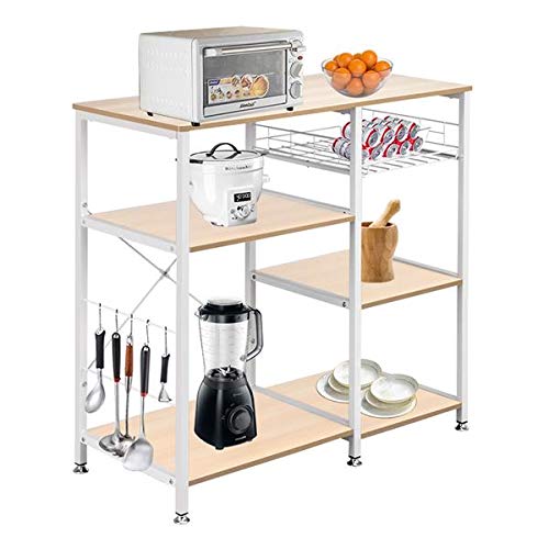 3-Tier Metal Storage Shelf - Heavy Duty Kitchen Baker's Rack, Utility Shelving Unit with Wheels for Pantry, Closet, Laundry Room & Garage Organization - Perfect for Storing Spices, Cookware & Cleaning Supplies (White)