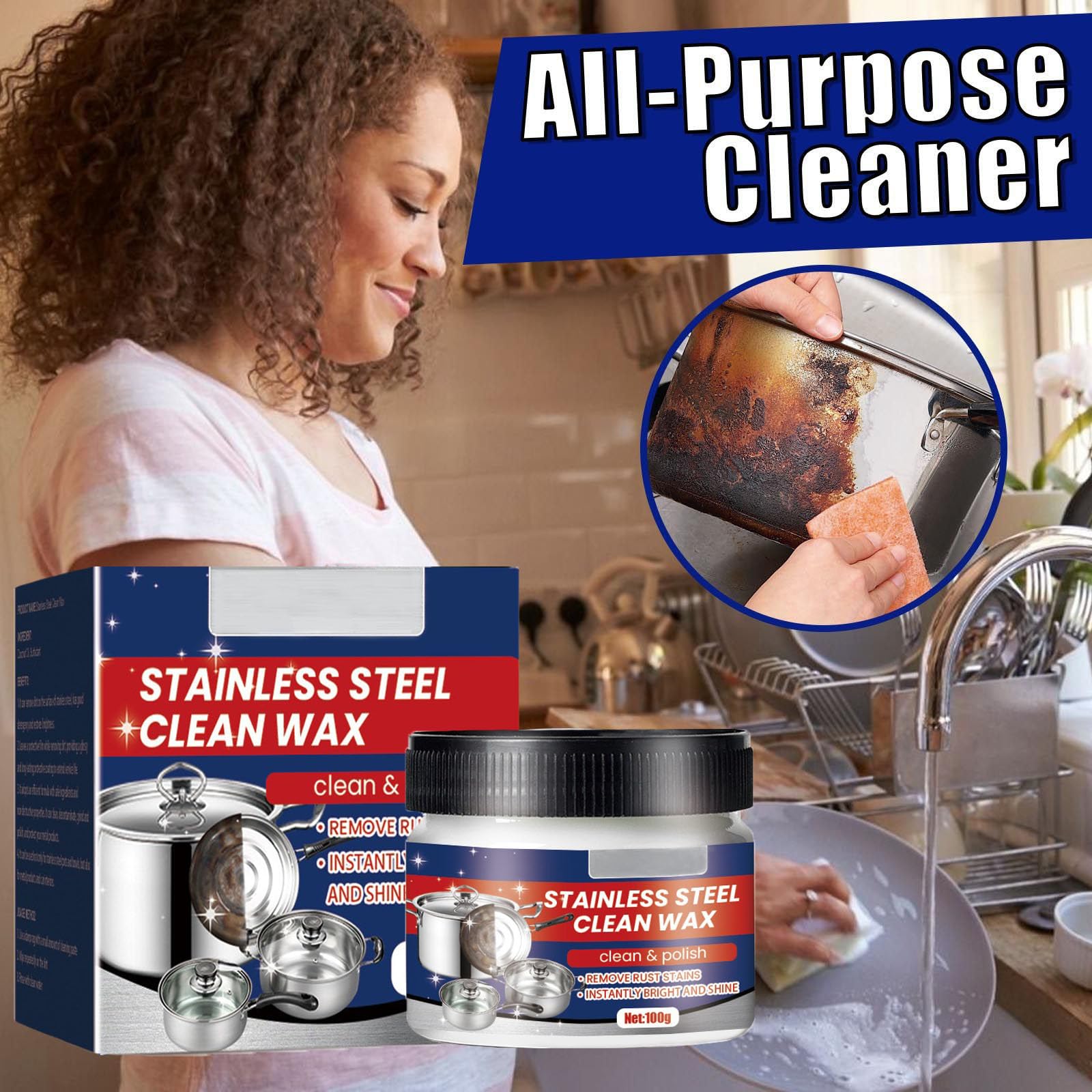 Nano-Technology Stainless Steel Cleaner & Polish Wax – Powerful Cookware Cleaning Paste for Pots, Pans & Appliances | Removes Stains, Restores Shine | Ideal for Kitchen, BBQ Grill & Metal Surfaces (2PCS)