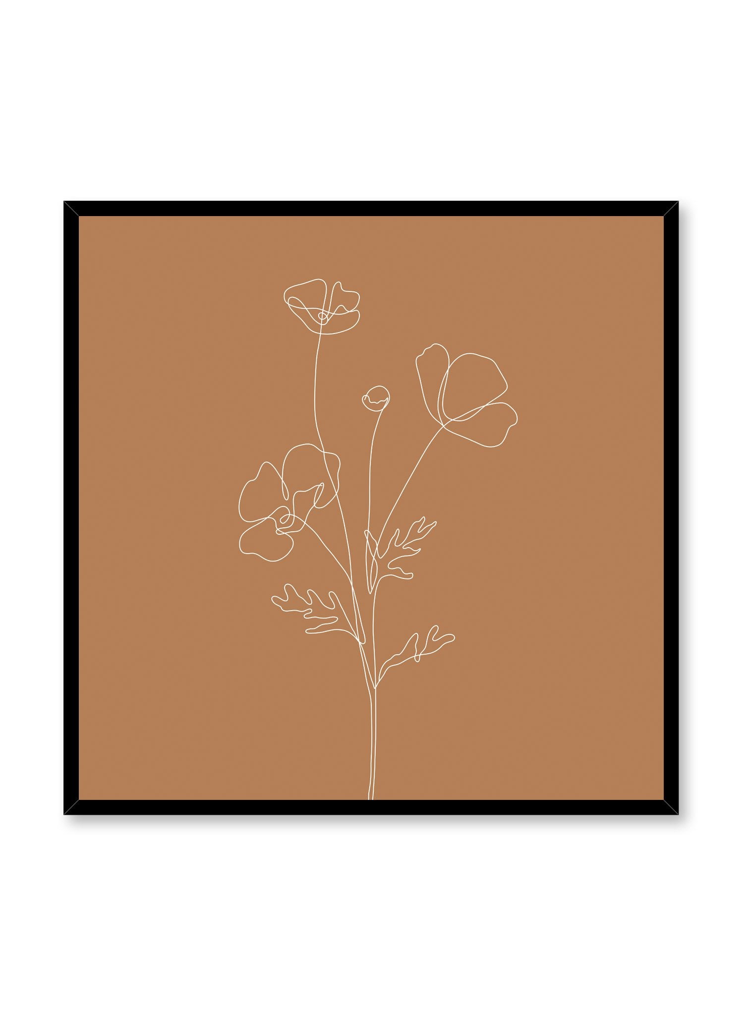 Poppy Sketch in Burnt Orange - Botanical Wall Art Poster for Home & Office Decor | Perfect for Living Room, Bedroom, or Gift