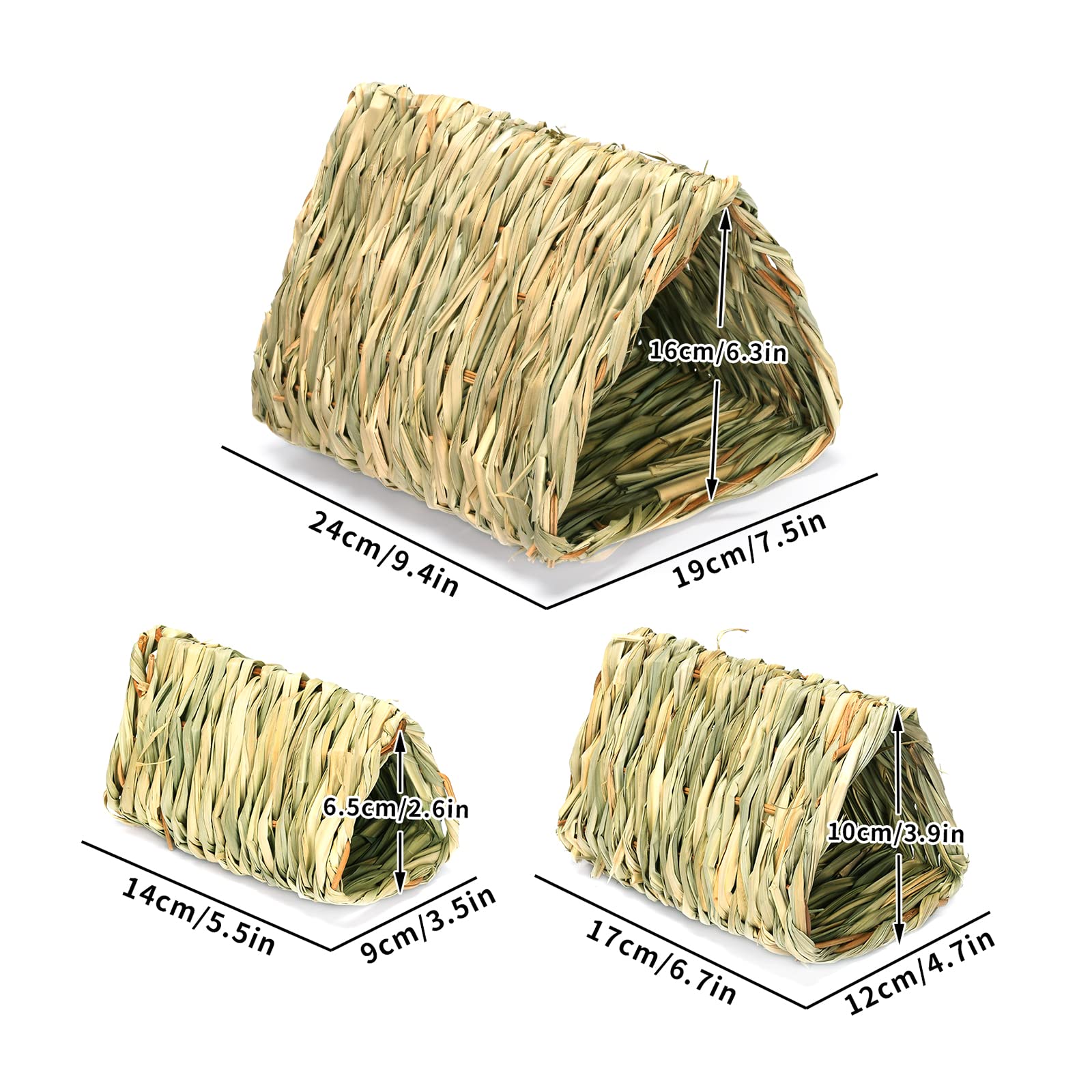 Natural Grass Rabbit House - Lightweight & Comfortable Small Animal Tunnel Play Bed, Chew Toy for Rabbits, Hamsters, Guinea Pigs - Perfect for Indoor/Outdoor Play, Chewing & Nesting