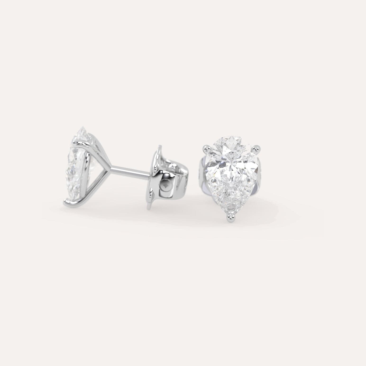 2 Carat Pear Cut Diamond Stud Earrings - 14K White Gold Dangle Earrings for Women, Perfect for Weddings, Anniversaries & Special Occasions