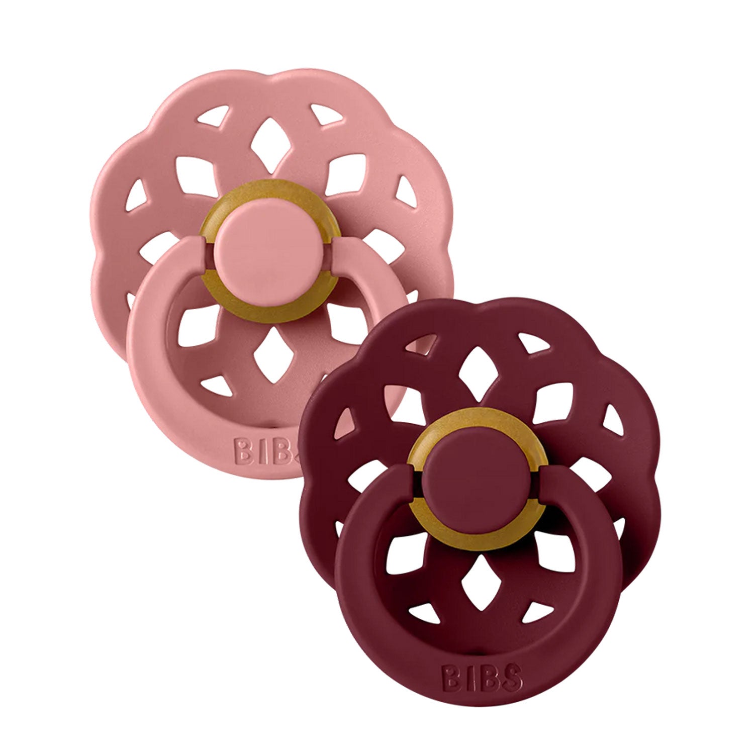 Boheme 2 Pack Pacifier Set for Babies - Dusty Pink & Elderberry | Soothing BPA-Free Pacifiers for Newborns & Infants | Perfect for Daycare, Travel & Sleep Comfort