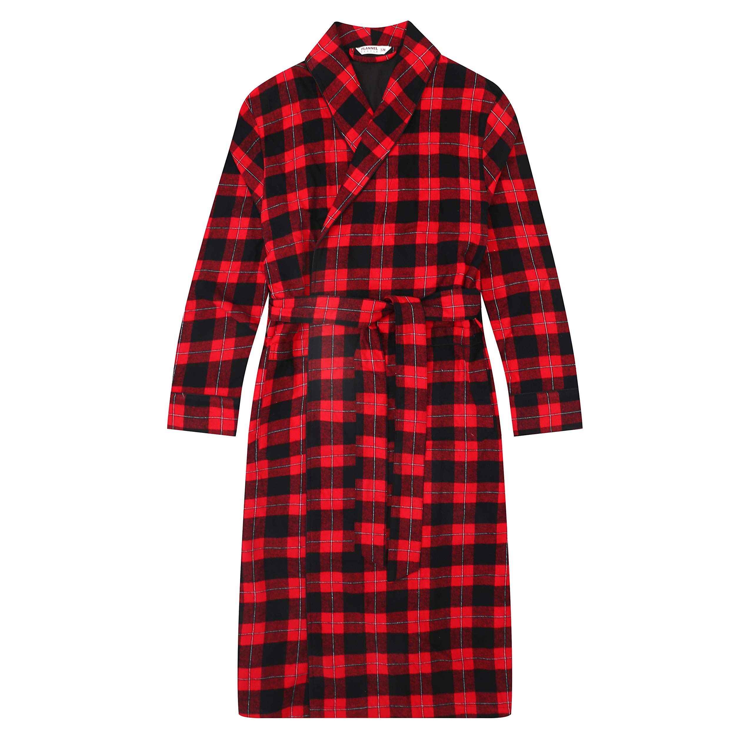 Men's 100% Cotton Flannel Robe - Soft & Warm Bathrobe for Winter - Perfect for Lounging, Spa Days & Cozy Mornings at Home