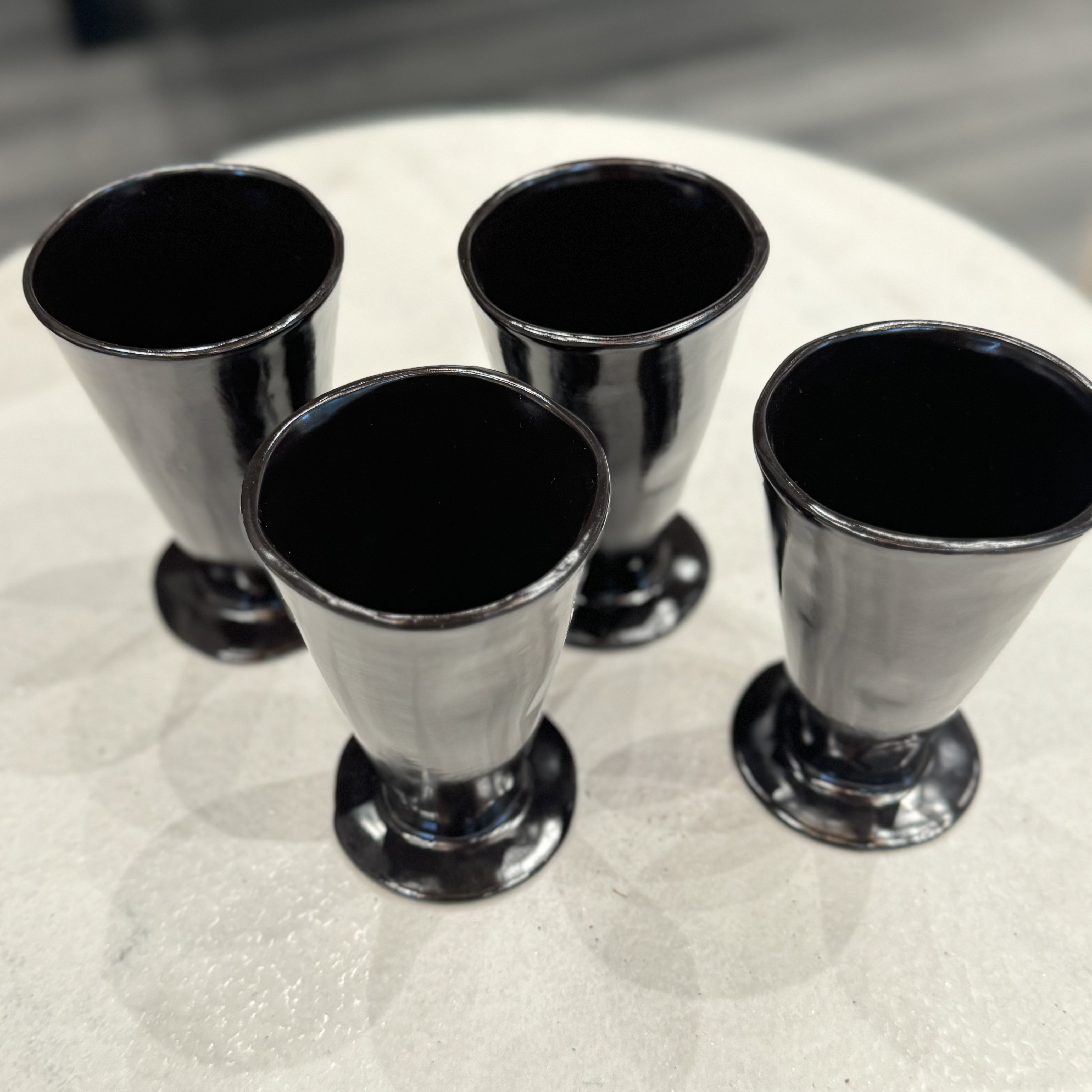 Premium Ebony Goblet Set of 8 - Elegant Wine Glasses for Fine Dining, Parties & Home Bar Decor