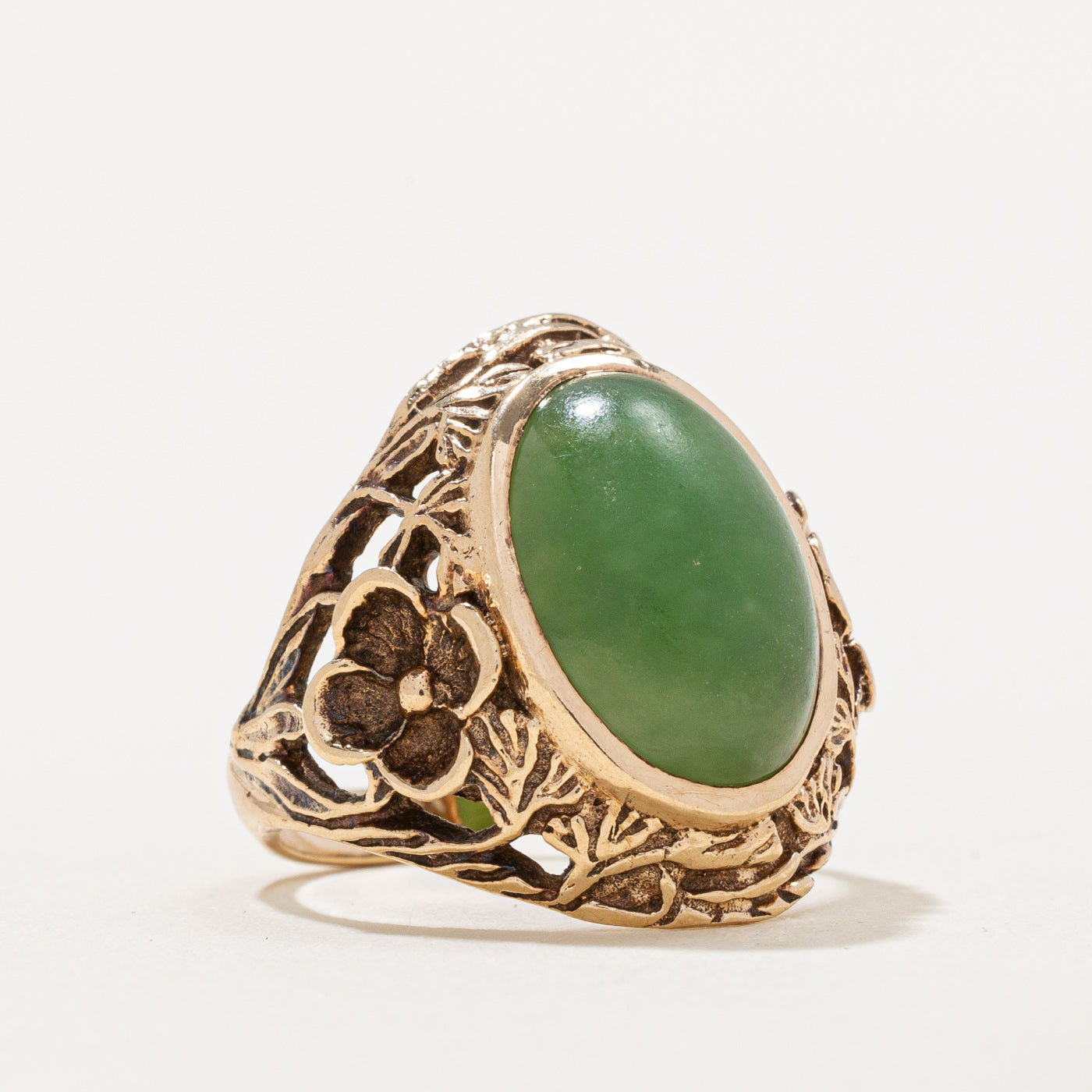 Exquisite 5.40ct Nephrite Jade Floral Cocktail Ring - Size 5.5 | Elegant Handmade Jewelry for Women | Perfect for Weddings, Parties & Special Occasions