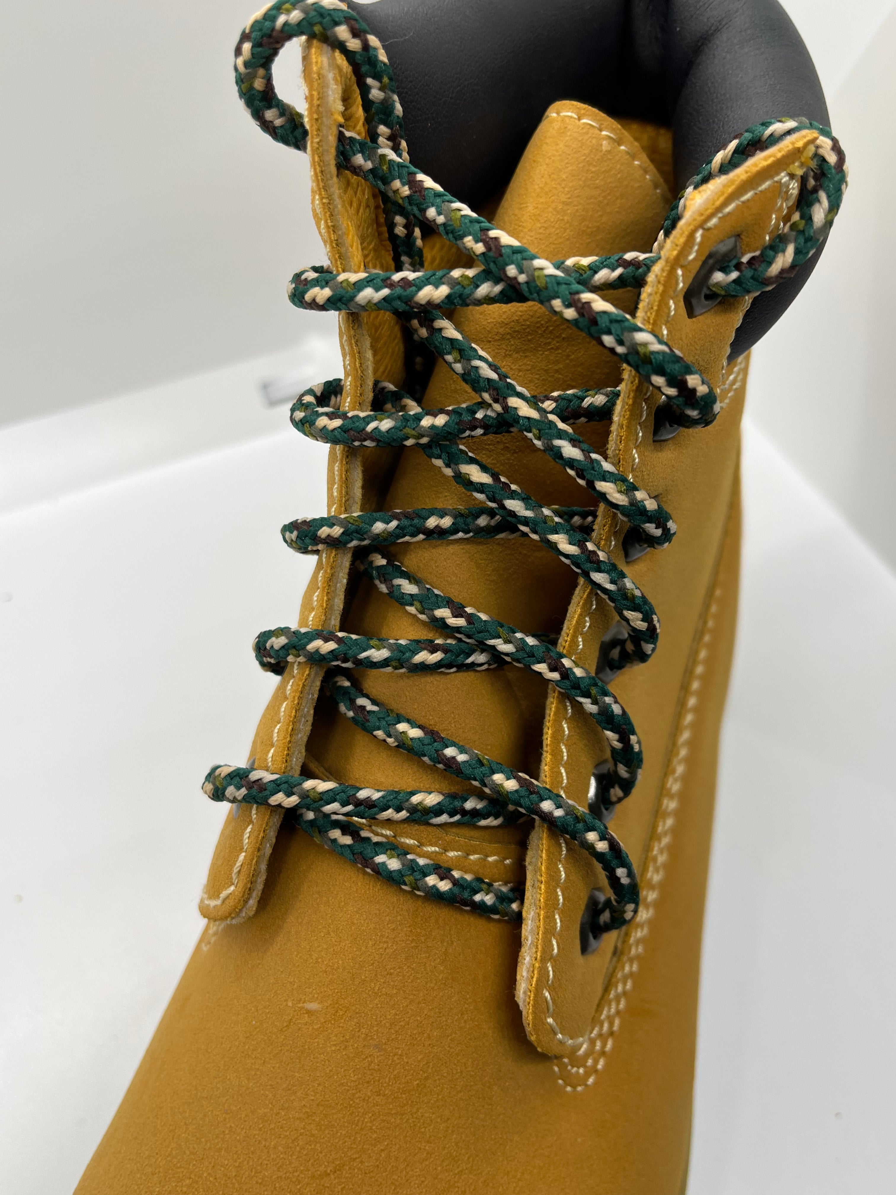 Camouflage Round Shoelaces - Green, Tan & Brown for Hiking Boots, Military Shoes & Outdoor Activities