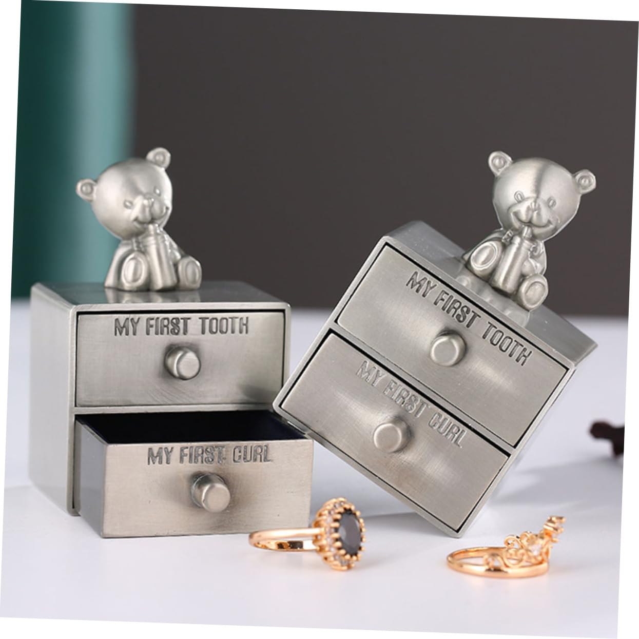 Elegant Metal Trinket Box for Tooth Storage & Jewelry Keepsake - Perfect for Newborn Baby Memories, Wedding Gifts & Home Decor