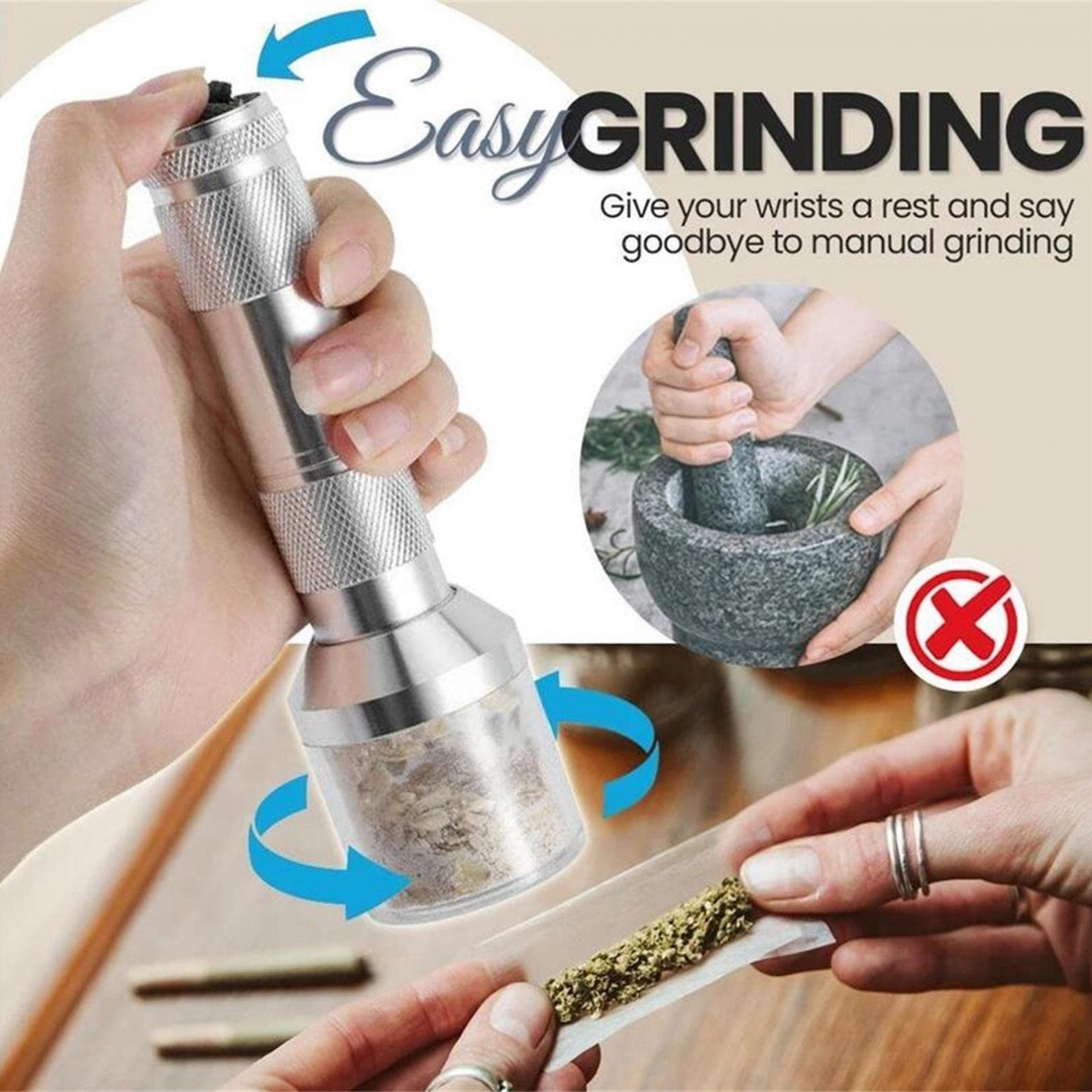 Premium Electric Herb Grinder - Compact Automatic Alloy Spice Mill for Dry & Fresh Herbs, Tobacco, and Spices (Black) | Perfect for Cooking, Baking, Tea Blending, and Aromatherapy