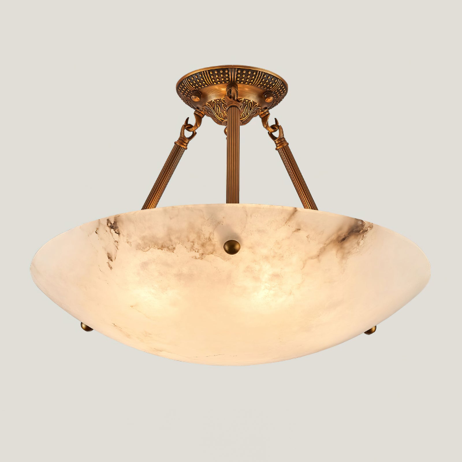 Alabaster Bowl Ceiling Light Fixture - Modern Handcrafted Stone Pendant Lamp for Dining Room, Living Room & Bedroom Lighting