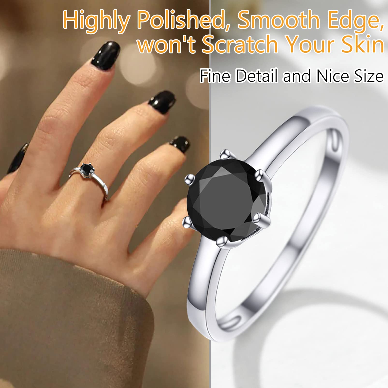 1 Carat Cubic Zirconia Engagement Ring for Women - 925 Sterling Silver Wedding Band with Six-Prong Round Solitaire Setting (Size 5-12) - Perfect for Proposals, Anniversaries & Special Occasions - Includes Gift Box