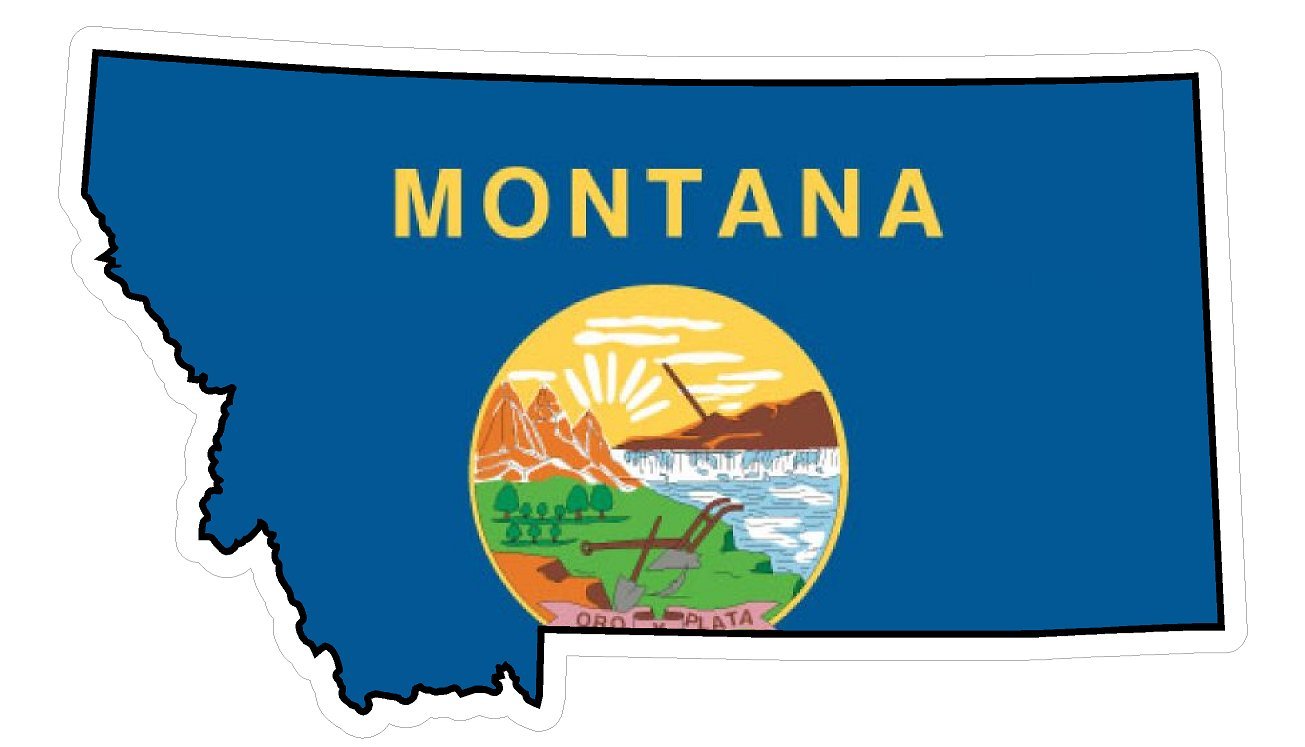 Montana State Flag Vinyl Decal - Premium Distressed American State Pride Sticker for Cars, Trucks, Windows & Laptops - USA Flag Black & White Design - Waterproof 5 Inch - Perfect for Outdoor Adventures & Patriotic Decor