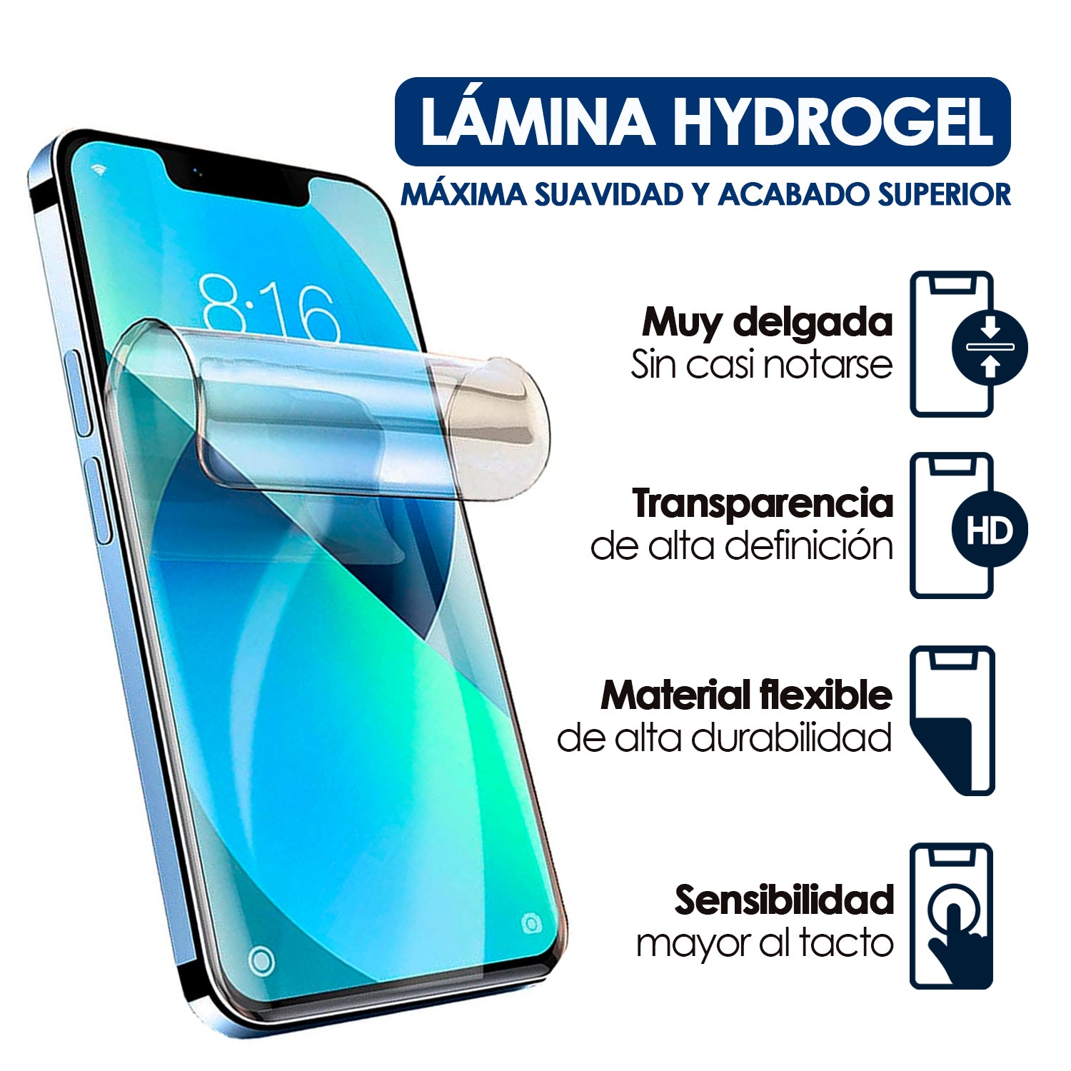 50 Pack Hydrogel Screen Protector Haxly Clear AAA Quality 180x120mm for Multiple Devices - Perfect for Smartphones, Tablets, and Electronics Protection