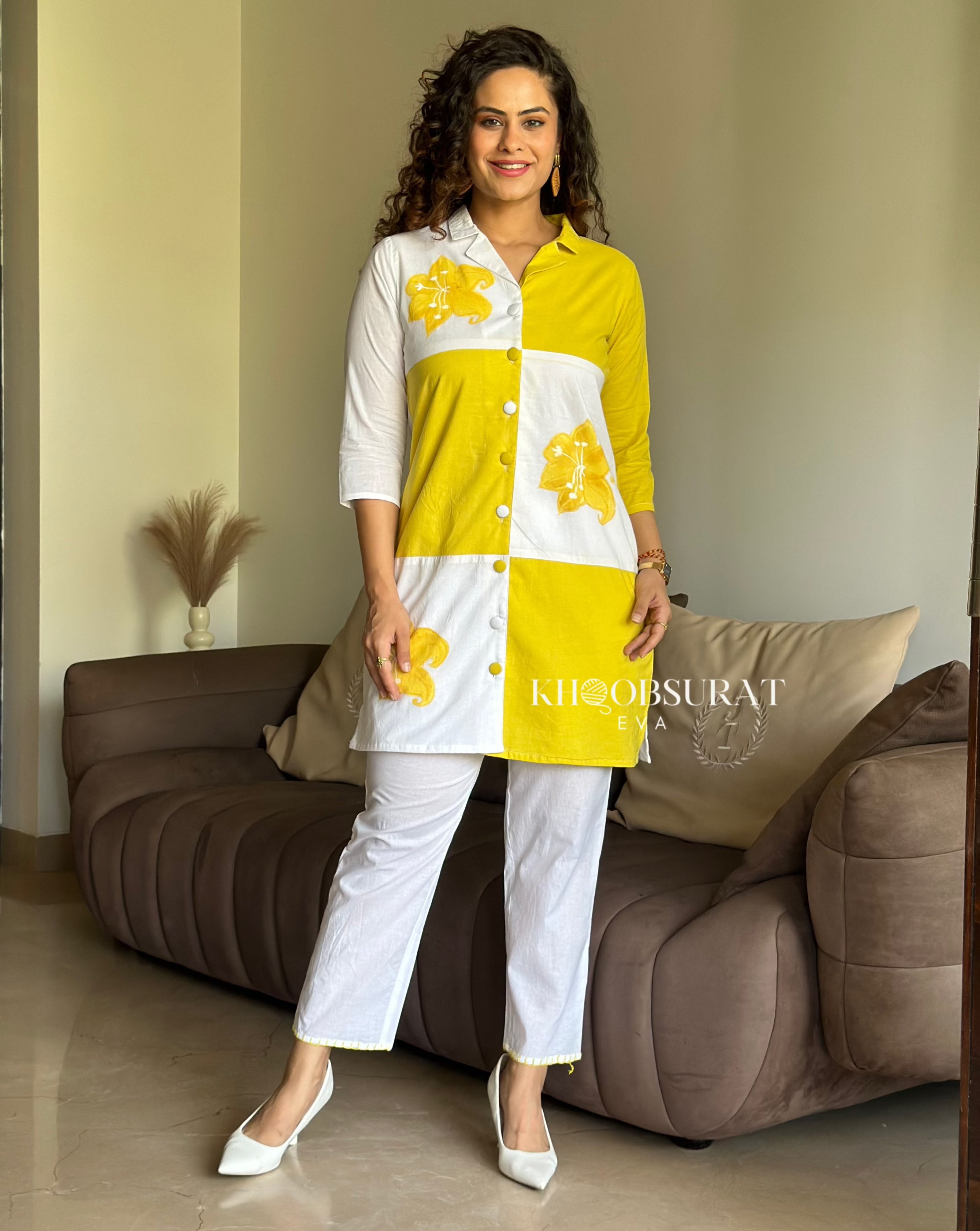Stylish Summer Yellow CoOrd Set for Women - Trendy Matching Outfit for Beach, Vacation & Casual Wear