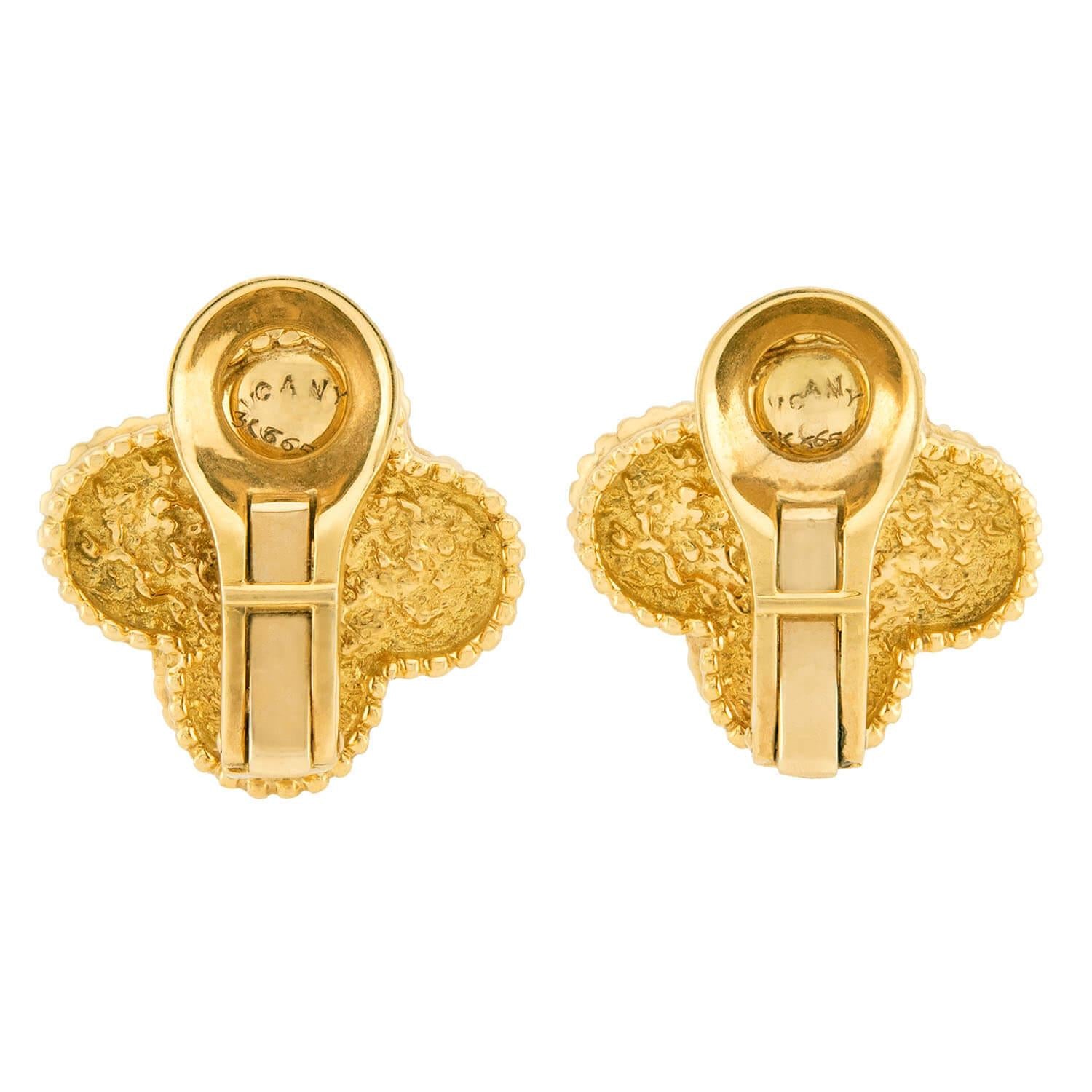VAN CLEEF & ARPELS Estate 18k Gold Alhambra Earrings - Vintage Luxury Jewelry for Women, Perfect for Weddings, Parties & Special Occasions