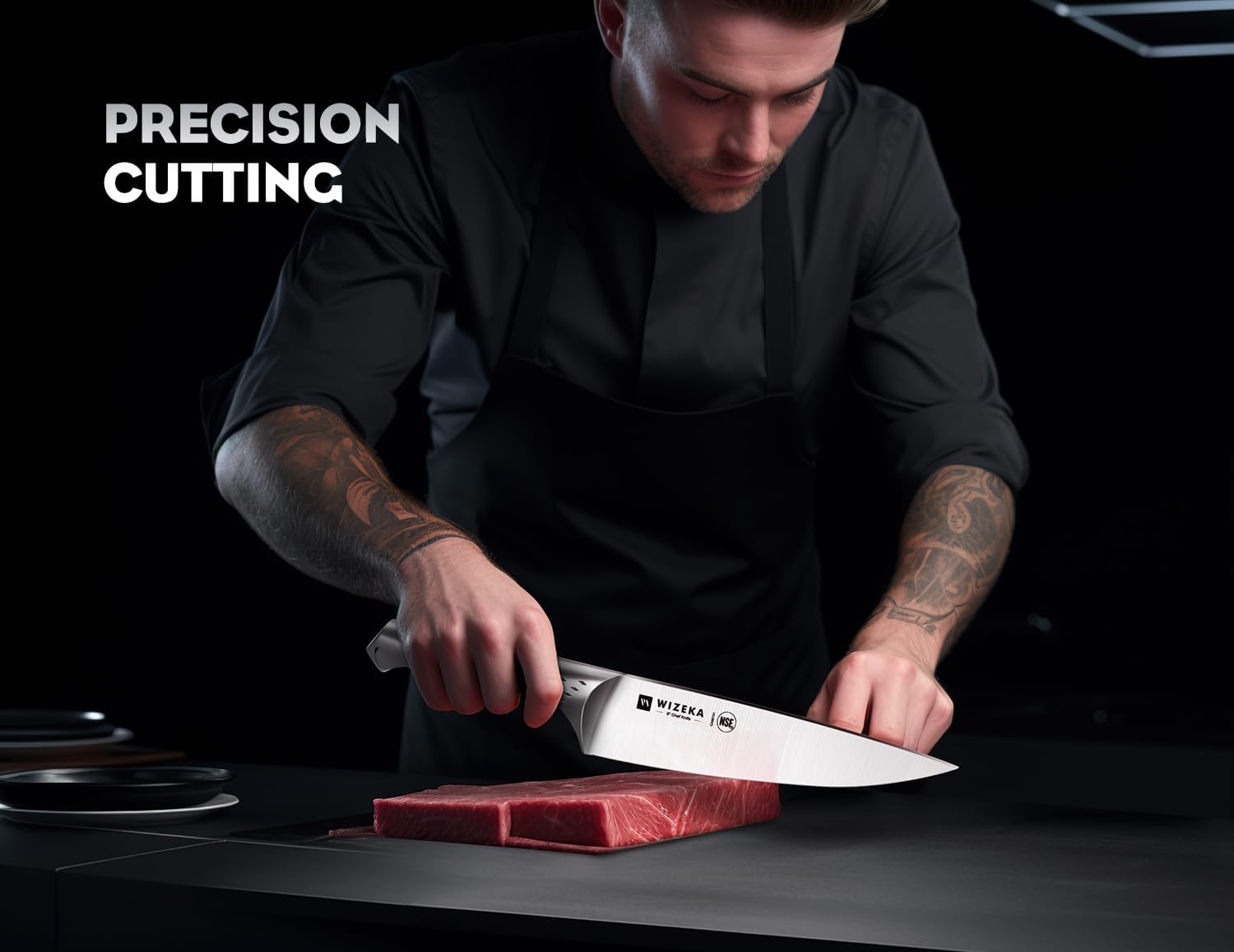 15-Piece Professional Chef Knife Set with Block - Razor Sharp German Stainless Steel Kitchen Knives with Sharpener | Jaguar Series | Perfect for Home Cooking, Restaurant Use & Gift Giving