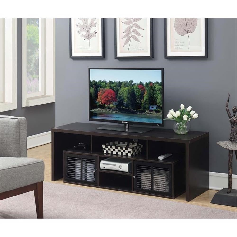 Pemberly Row 60 Inch TV Stand Entertainment Center Console - Espresso Finish for Living Room, Home Theater & Media Storage