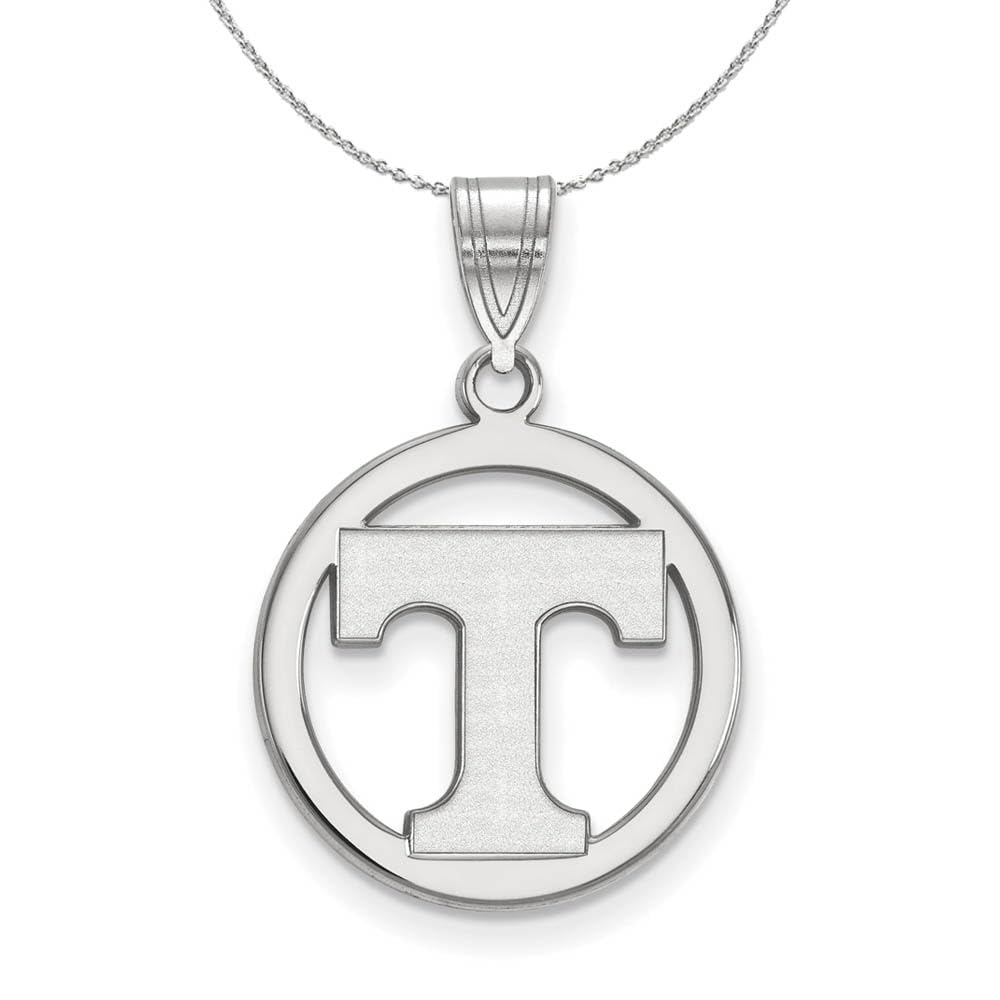 Black Bow Sterling Silver University of Tennessee Small Circle Pendant Necklace - Perfect for Graduation Gifts, Alumni Pride & Tennessee Vols Fans