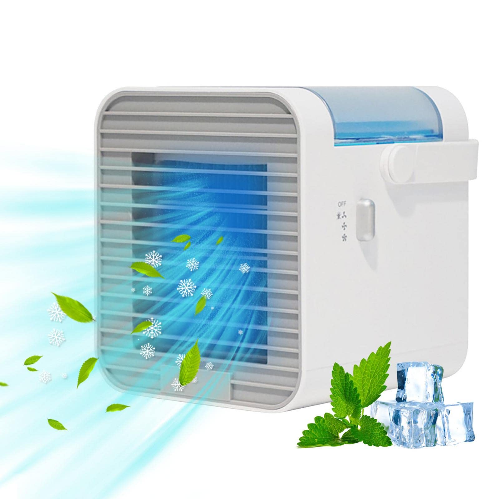 Portable USB Mini Air Conditioner & Air Cooler - Quiet Desktop Cooling Fan with Spray Refrigeration for Home, Office, Kitchen | Summer Cooling Solution for Small Spaces