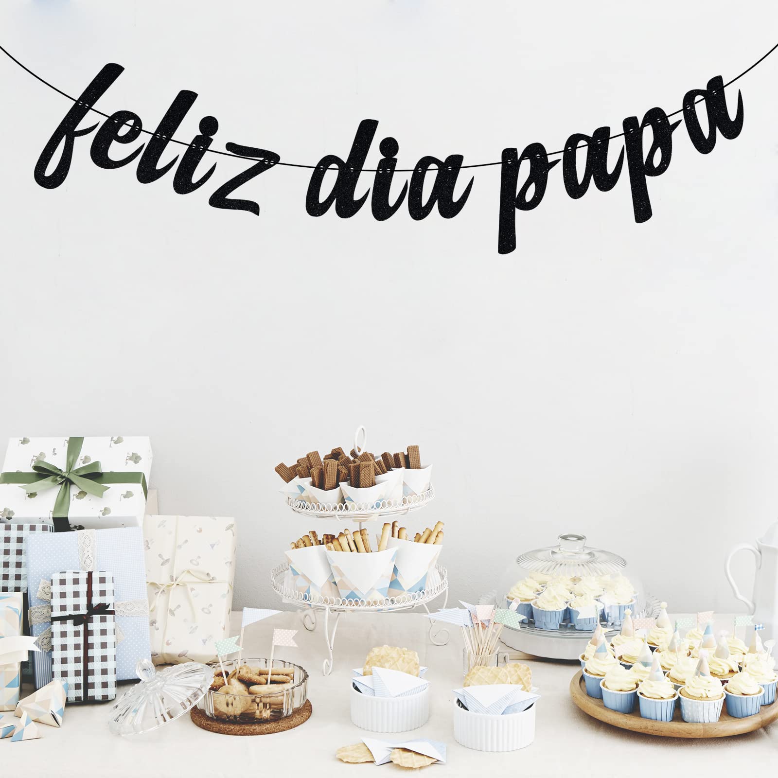 Happy Father's Day Banner - Best Dad Ever Black Glitter Party Decorations for Dad's Birthday & Father's Day Celebrations | Perfect for Home, Office & Party Decor