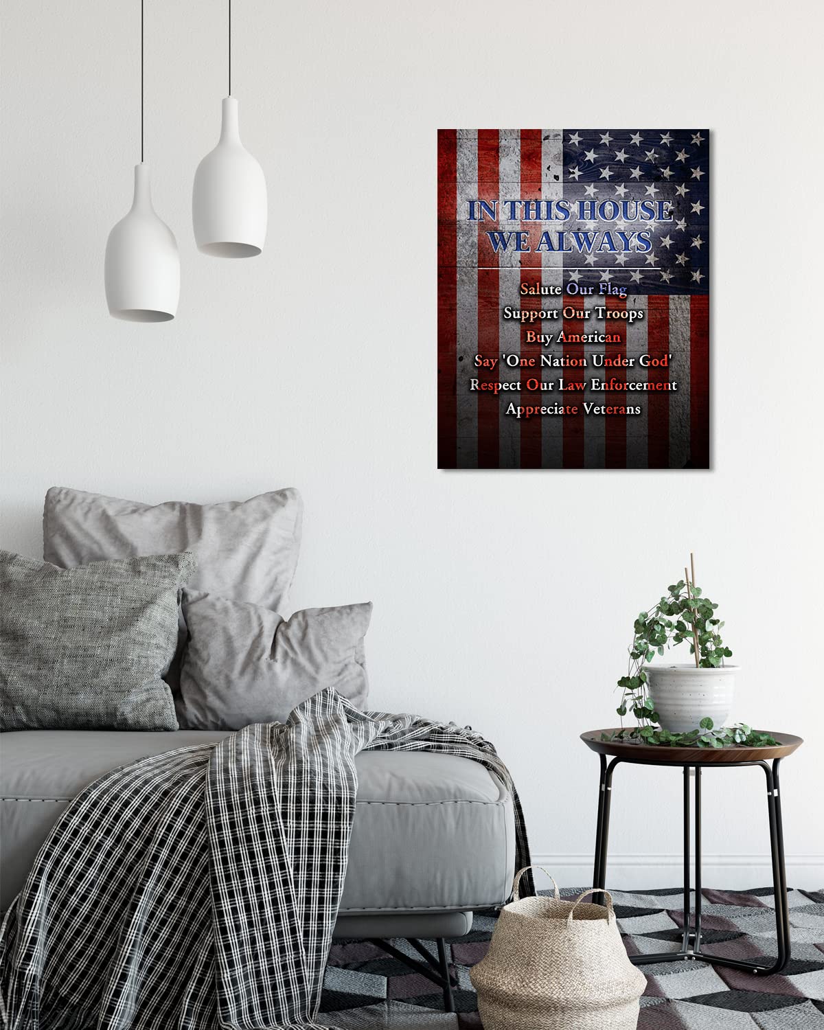 American Pride Wall Art - Patriotic Home Decor Canvas for Living Room, Bedroom & Office - Military & USA Themed Wall Hanging - Ready to Hang 16x20 Inch Canvas - Perfect Gift for Men & Women Who Love America