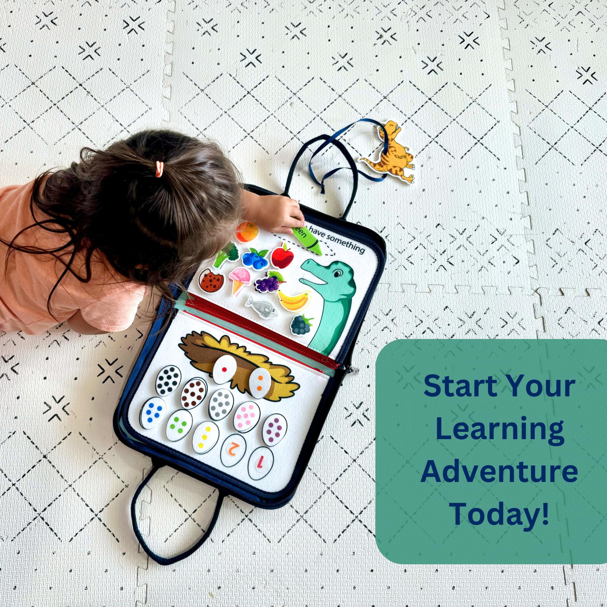 Montessori Busy Board for Toddlers 3-5 Years - Sensory Learning Activity Book with Fine Motor Skills Development - Perfect for Preschool Education & Travel Toys - Ideal for Airplane, Car Rides & Quiet Playtime at Home