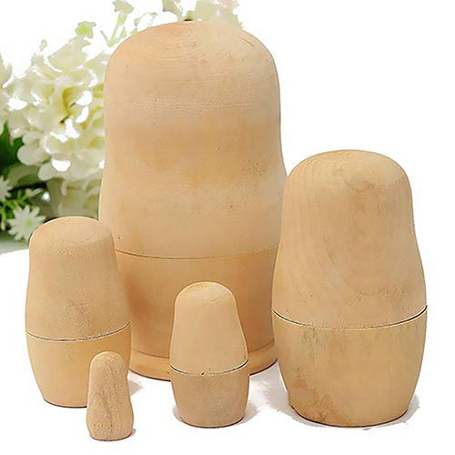 Anniston Unpainted DIY Wooden Russian Nesting Dolls - 5 Piece Blank Matryoshka Toy Set for Kids, Toddlers, Boys & Girls | Creative Painting Activity, Educational Gift for Children | Perfect for Birthday Parties, Arts & Crafts, Home Decor