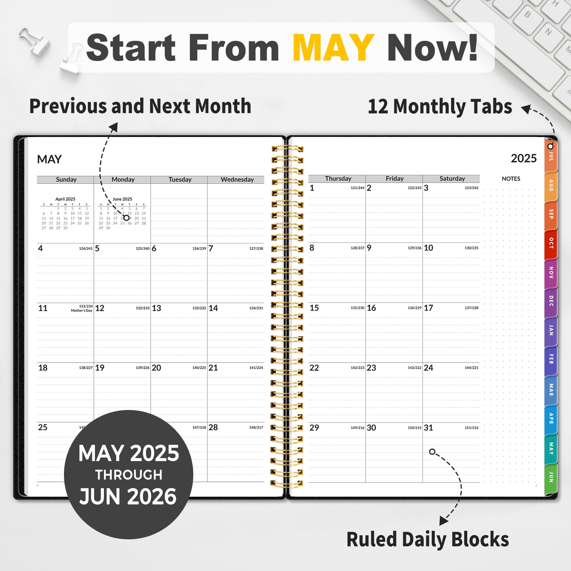 SUNEE 2025-2026 Academic Planner - Weekly & Monthly Calendar from July 2025 to June 2026, 8.5