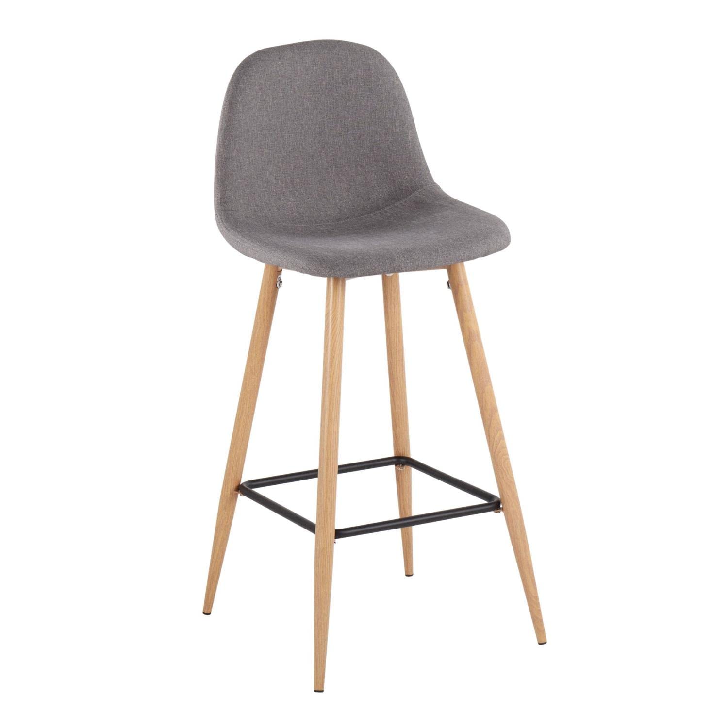 LumiSource Pebble Bar Stool Set of 2 - Modern Counter Height Bar Chairs with Comfortable Seat for Kitchen Island, Breakfast Nook & Home Bar Decor