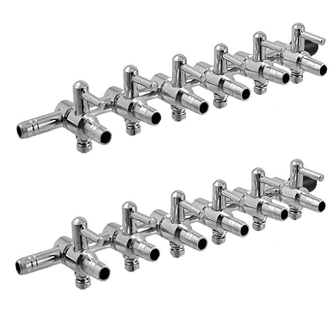 6-Way Aquarium Air Valve Inline Manifold - Air Flow Control Pump Tubing Splitter with Lever (2-Pack) - Perfect for Fish Tank, Hydroponics & Air Stone Systems