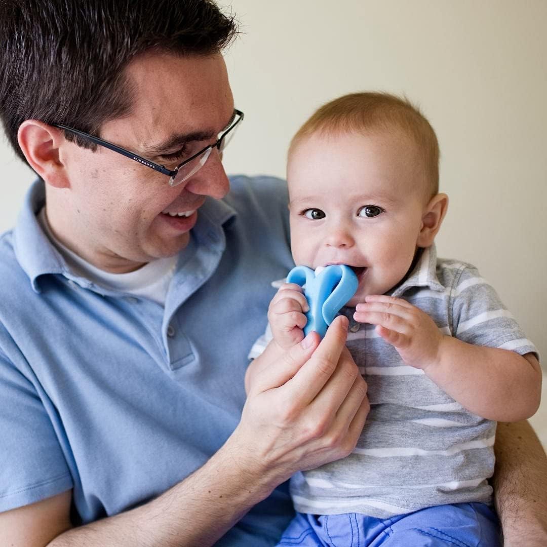 Kritiu Banana Shape Baby Brush & Spoons Set - Soft Silicone Teething Toy for Infants | BPA-Free, Non-Toxic & Easy to Clean | Perfect for Feeding, Teething Relief & Oral Care (Blue & Olive Green)