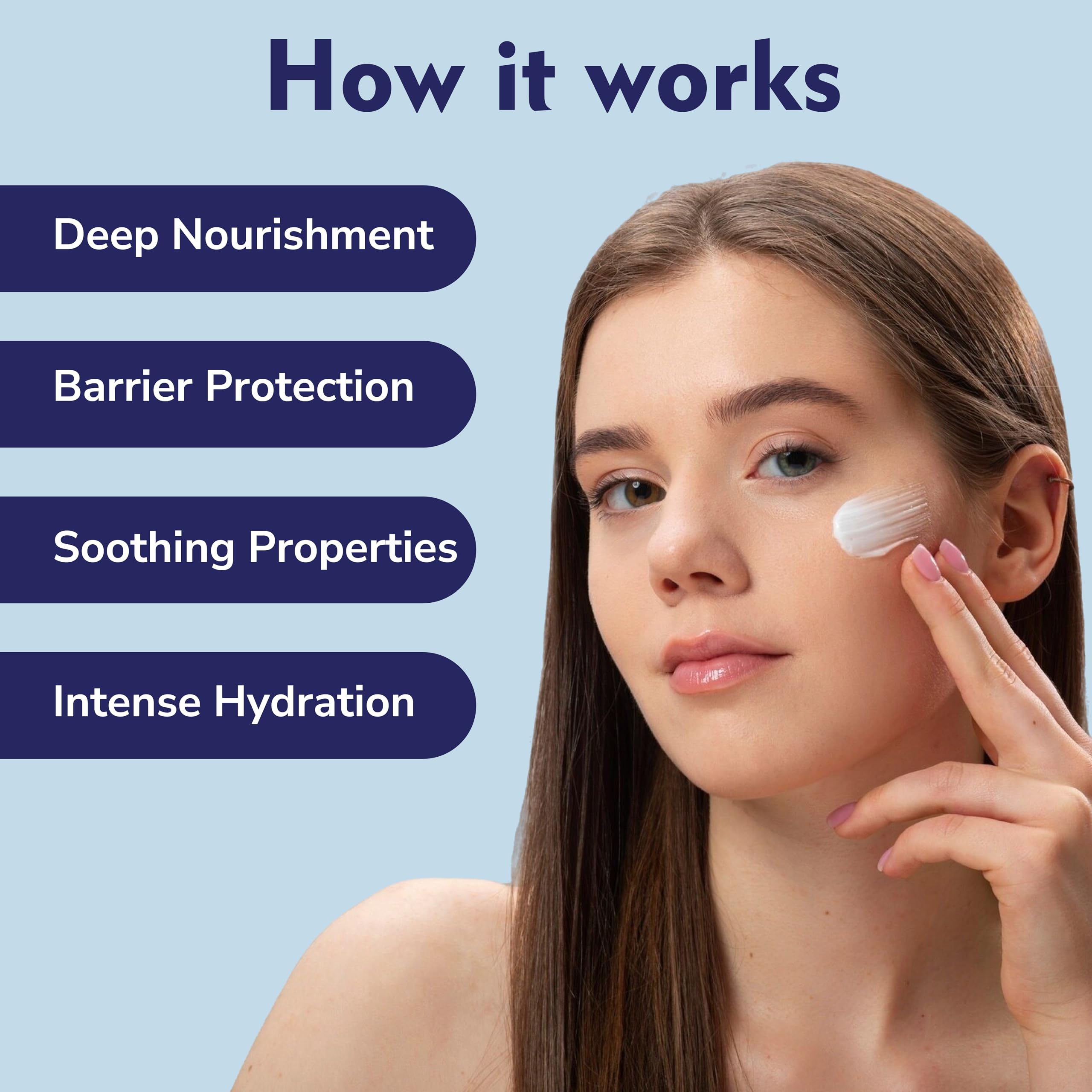 Dermistry Hydrating Face Cream for Sensitive & Dry Skin - Deep Moisturizer with Shea Butter & Hyaluronic Acid - All-Season Glow for Men & Women - 50ml - Perfect for Daily Skincare & Nighttime Hydration Routine