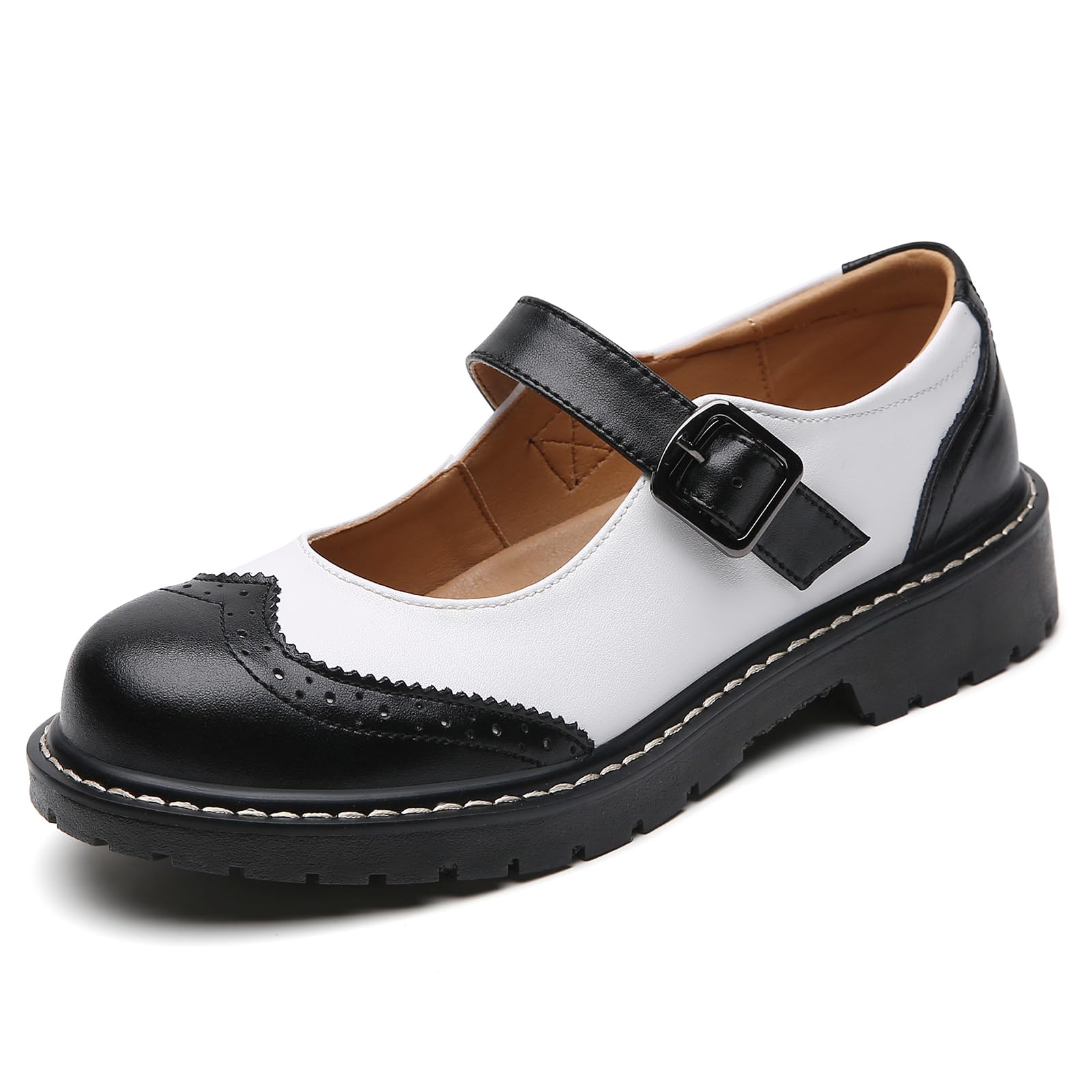 Women's Mary Jane Flats - Comfortable Leather Oxford Shoes with Round Toe & Non-Slip Sole | Dressy & Casual Style for School, Work & Everyday Wear